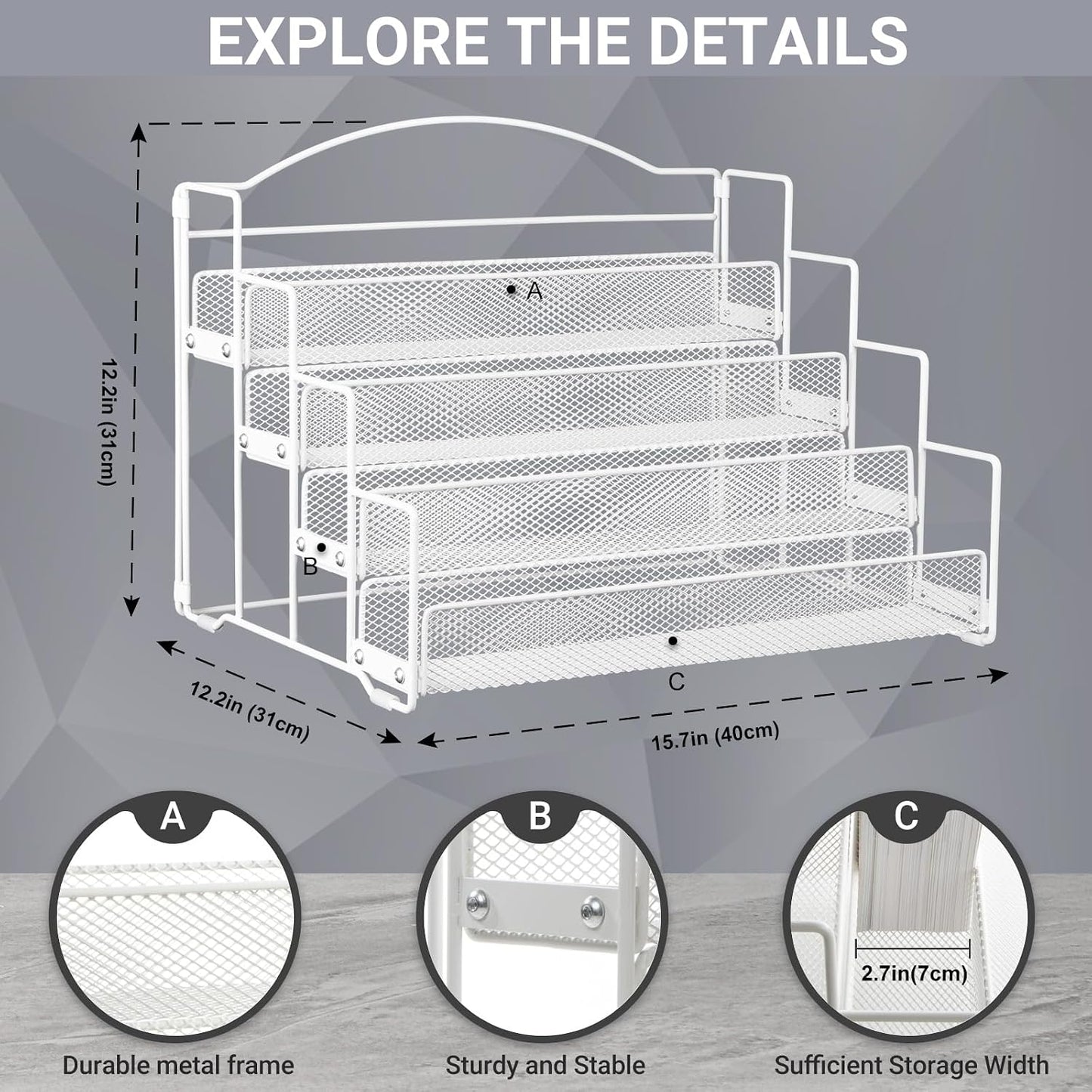 ANBOXIT Greeting Card Display Stand, Metal Rack Holder Organizer | for Retail Stores Vendors, Postcards, Stickers, White - 4 Tier BST202