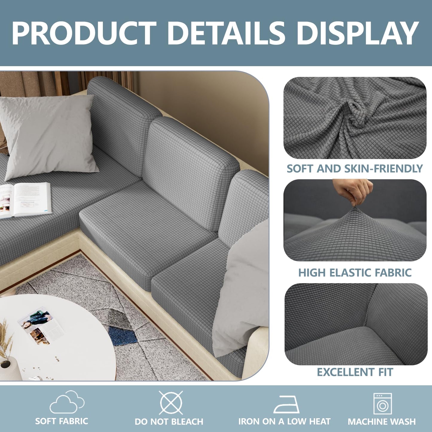 Stretch Couch Cushion Covers for Individual Sofa Seat Cushion,Washable Slipcover for Chair Loveseat Sofa,Furniture Protector Cushion Sofa Cover(Backrest or Seat) BST326H