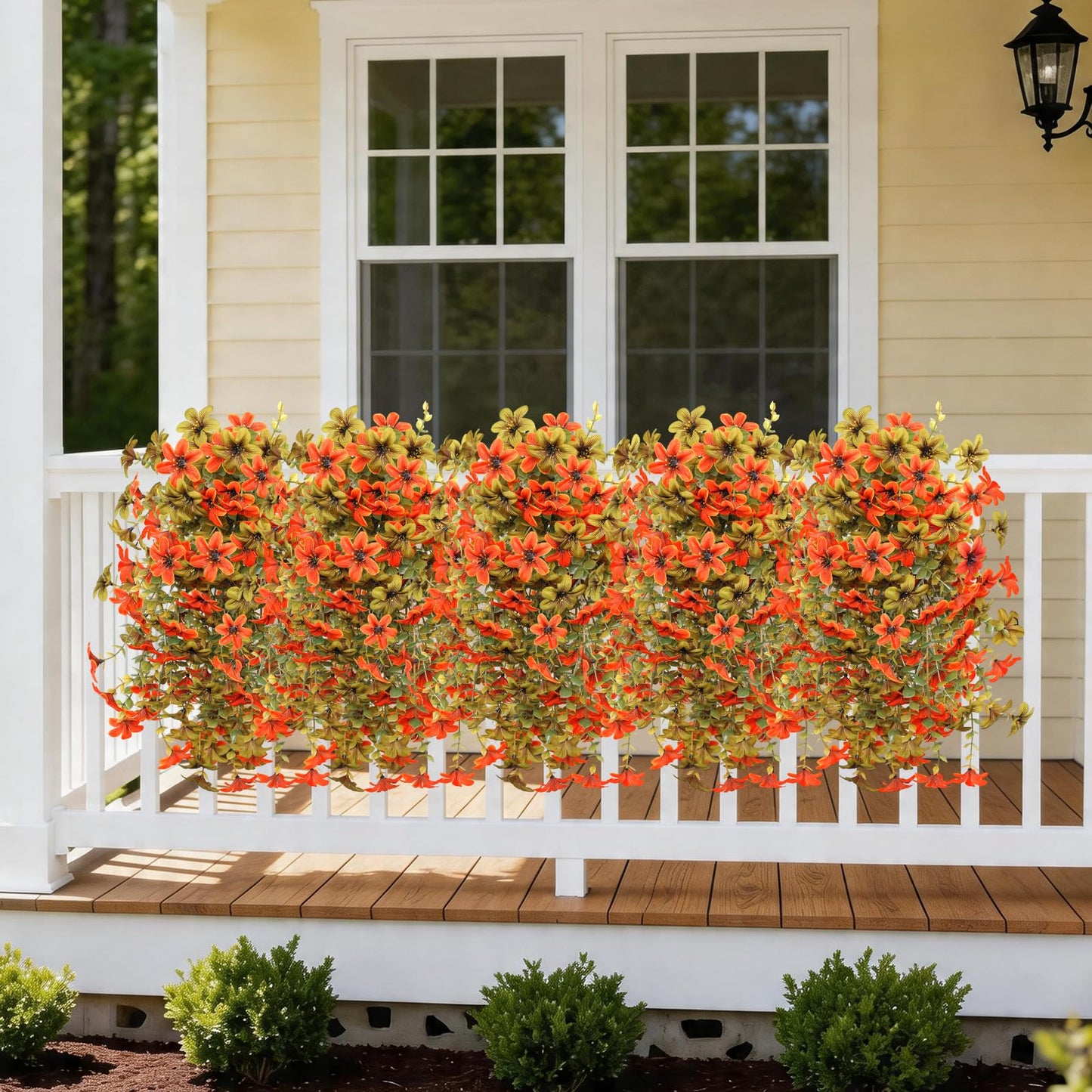 Artificial Flowers for Outdoor Faux Flowers for Plant Pot Spring Decoration | 2 Pcs Faux Hanging Plants UV Resistant Look Real Outside Home Garden Porch Patio Entrance Courtyard Decor BST326H