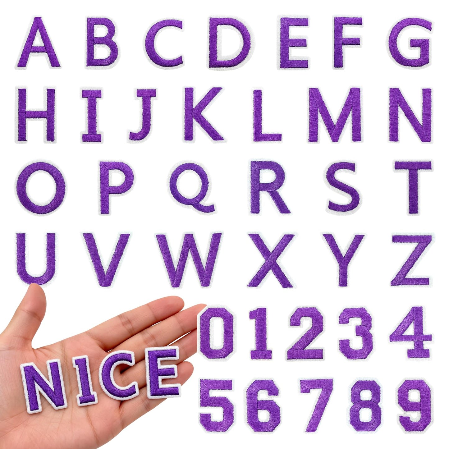 72Pcs Iron on Number and Letter Patches, Numbers 0-9, Letters A-Z Embroidered Applique Patches for Clothes, Skirts, Hats, Socks - Black BST220