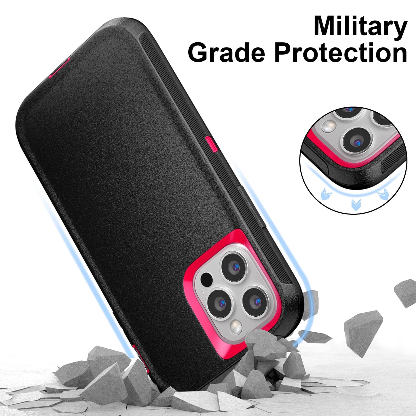 for iPhone 11 Case with Belt Clip Holster Kickstand & 2 Screen Protector, Full Protection Heavy Duty Phone Case, Shockproof Drop-Proof Durable Cover 6.1" [Black+Clip] WN420