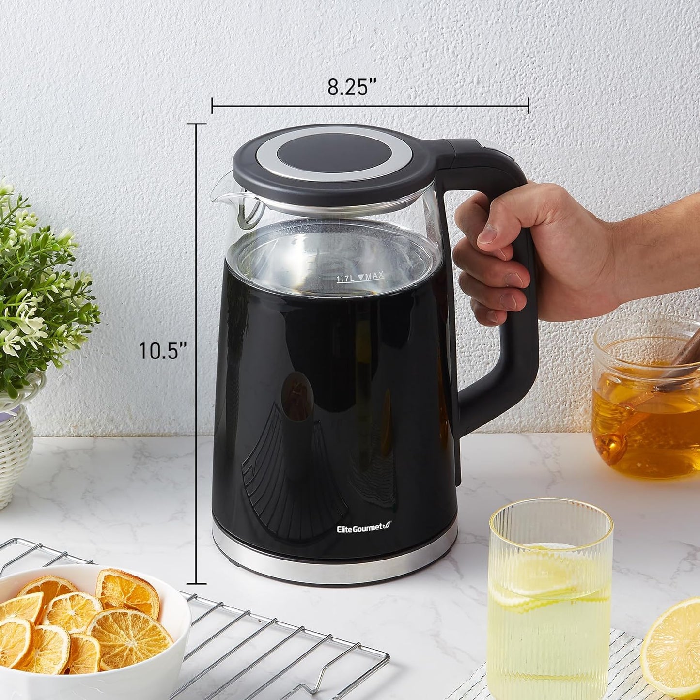 Elite Gourmet 1.7L Dual Wall Cool Touch Electric Tea Kettle 50