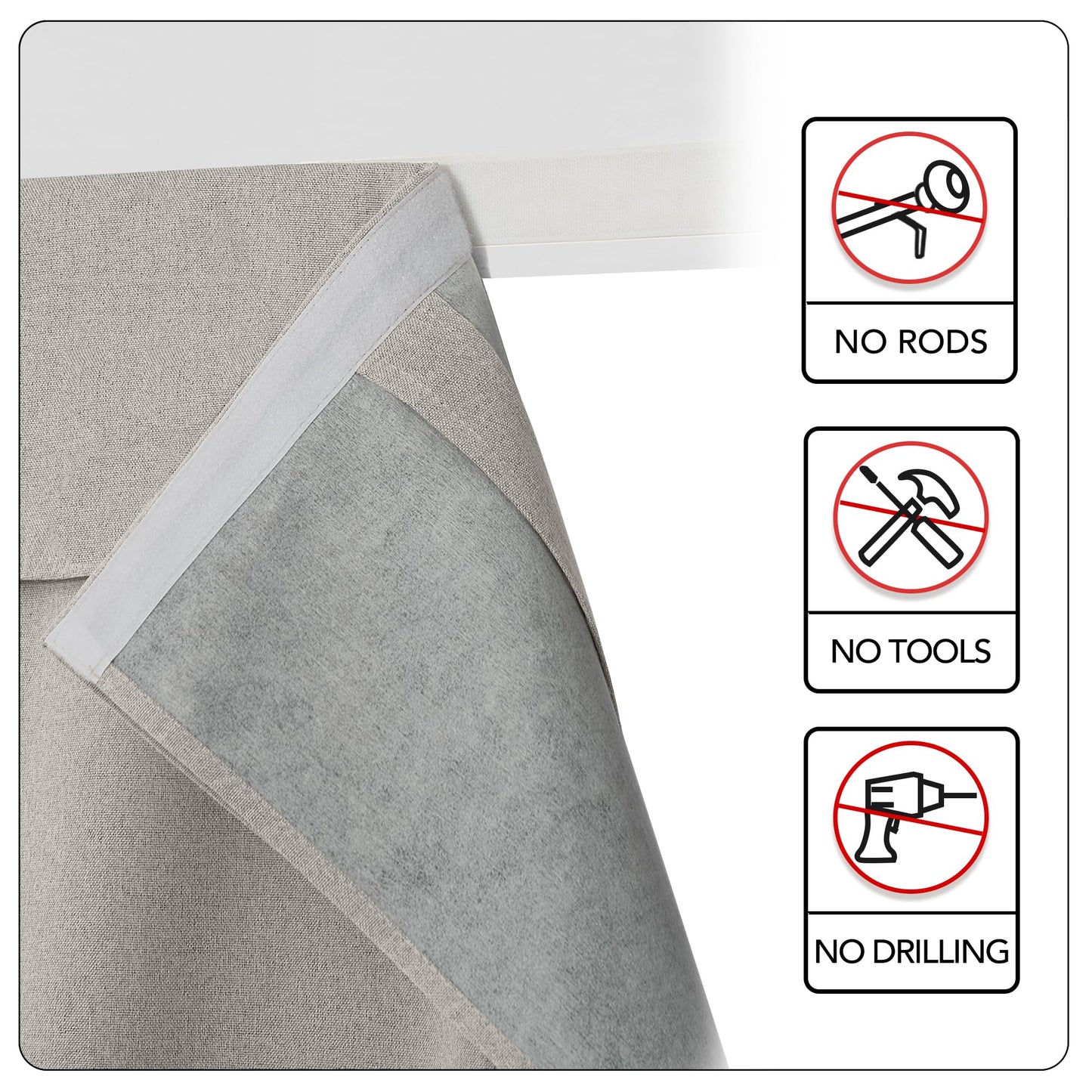 RYB HOME Grey Classroom Door Linen Curtain for Small Window, 100% Blackout Shades Lightweight for French Door Window, W 8 x L 36 Room Darkening Privacy Curtains Tie up Shade, 1 Panel BST220