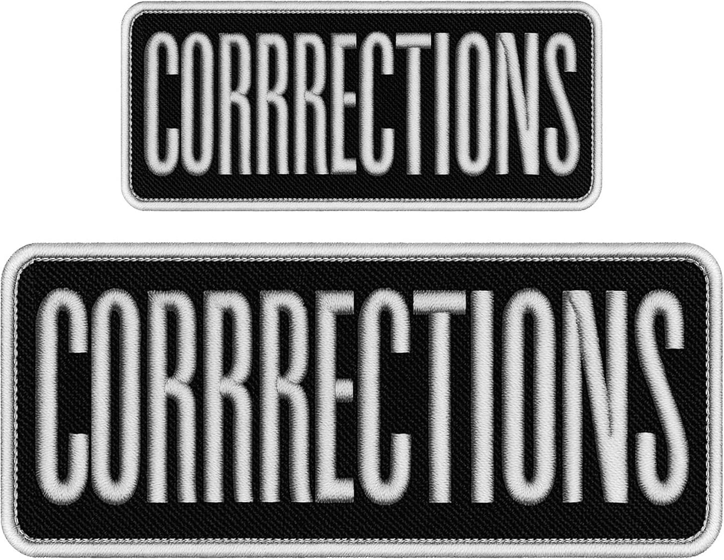 Corrrections Officer Embroidered Patch Set – 3x8 inch & 2x6 inch – Hook Backing BST220
