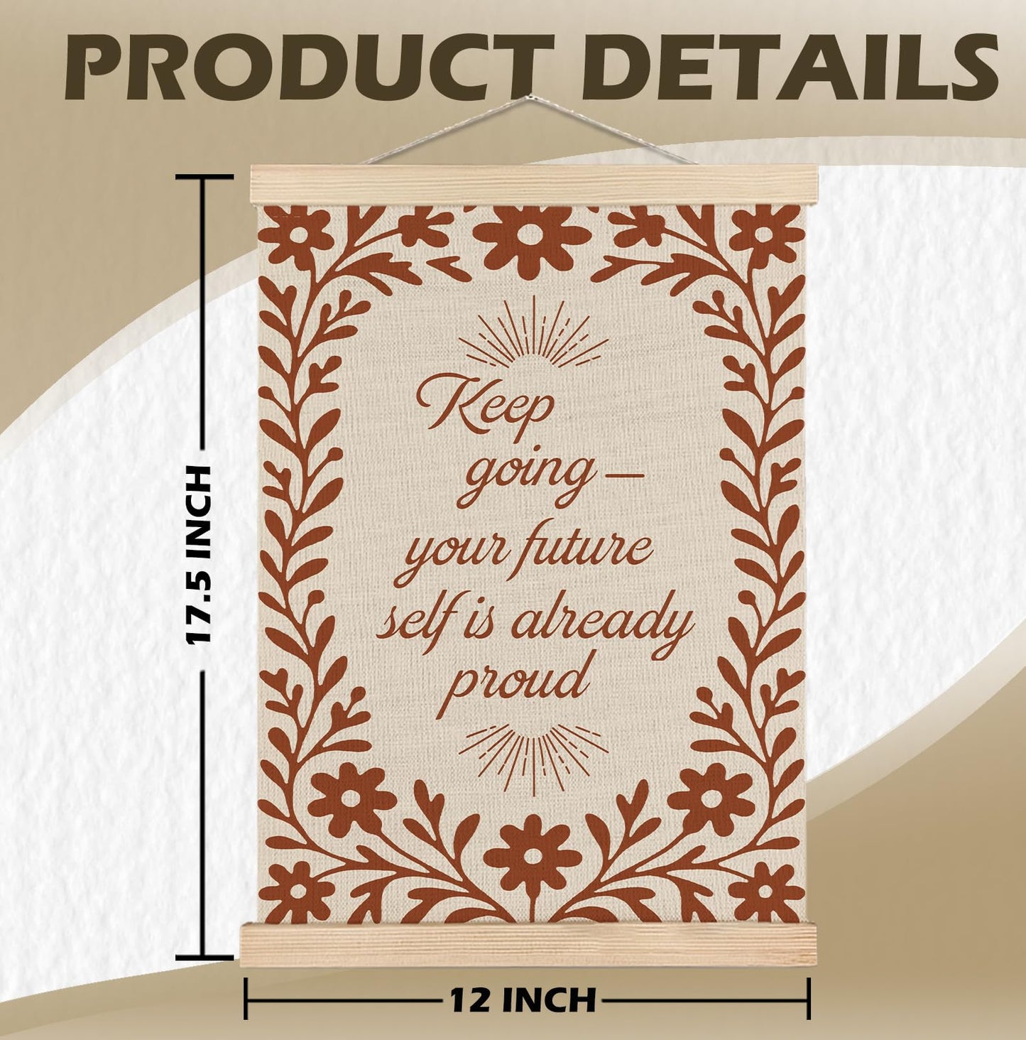 SPBL&L Green Boho Floral Mexican Wall Art, Abstract Flower Poster Hanger Frame, Burnt Orange Terracotta Botanical Hanging Canvas Pictures Prints Wall Decor for Home Bedroom, 12x16 Inch Set of 2 BST202
