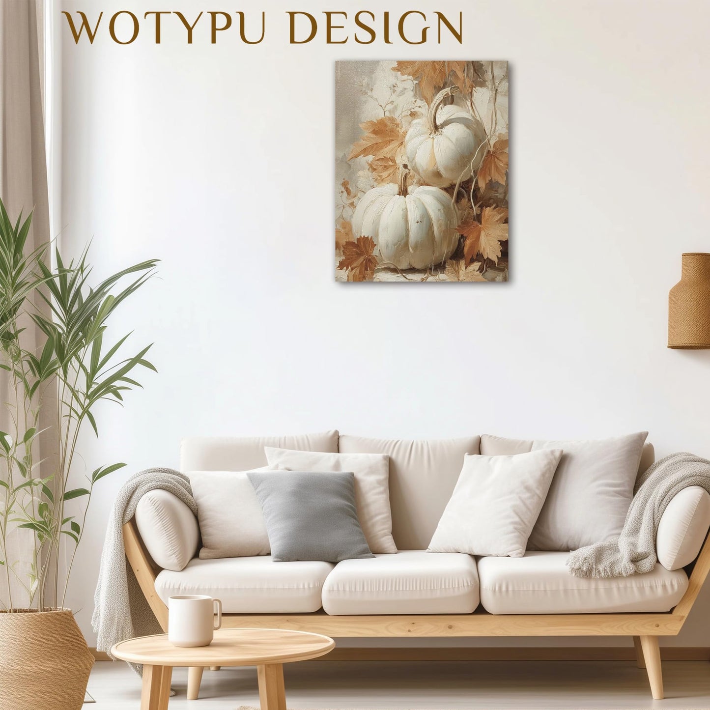 WOTYPU Fall Farmhouse Wall Art Decor, Farmhouse Fall Decor, Rustic Pumpkin Patch Scarecrow Truck Harvest Autumn Thanksgiving Framed Canvas Prints Poster Wall Decorations for Farm Home, 11x14 BST326H