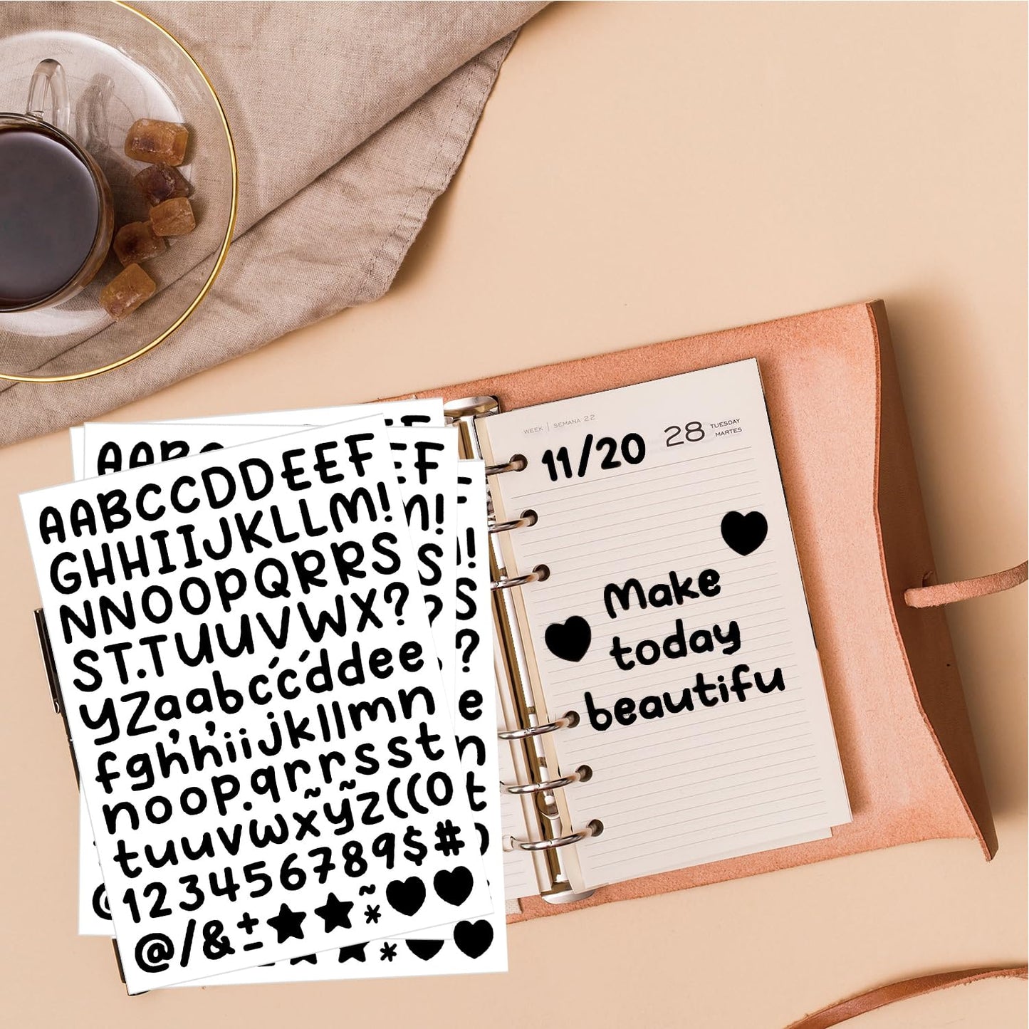 10 Sheets 0.5 Inch Letter Stickers, 1540 Alphabet and Number Labels for Students, Teachers, Journals, Cups, Notebooks, Folders, DIY School Projects, Bullet Planners, Arts and Crafts BST220