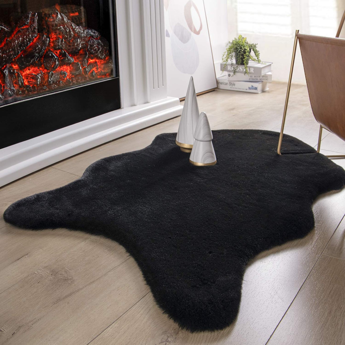Ashler Faux Fur Rug, Ultra Soft Faux Rabbit Fur, Beige Area Rugs, 3 x 3 Feet Round, Machine Washable Nursery Decor Throw Rugs for Bedroom, Kids Room, Living Room BST326H