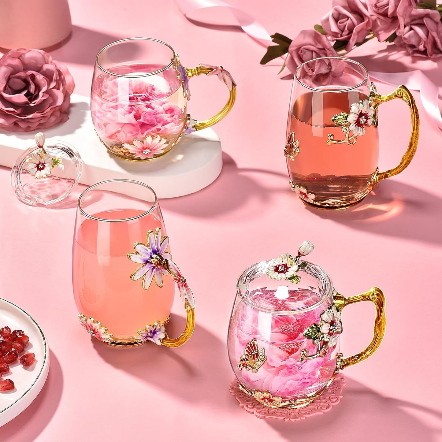 Wisolt Birthday Gifts for Women Mothers Day Gifts for Her Mom Grandma Teacher Friend Anniversary Christmas Valentines Day Glass Coffee Mug with Spoon BST326H