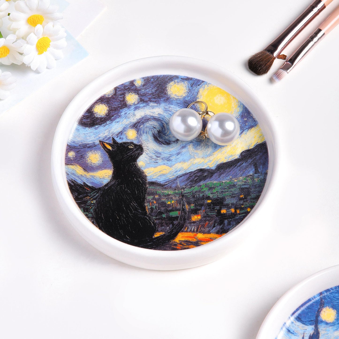 Potiera Ceramic Jewelry Tray, Decorative Ring Holder, Trinket Dish for Earrings Necklaces Watch Keys, Bridesmaid Engagement Birthday Christmas Valentines Gifts for Women Friends Sister Daughter Mother BST220