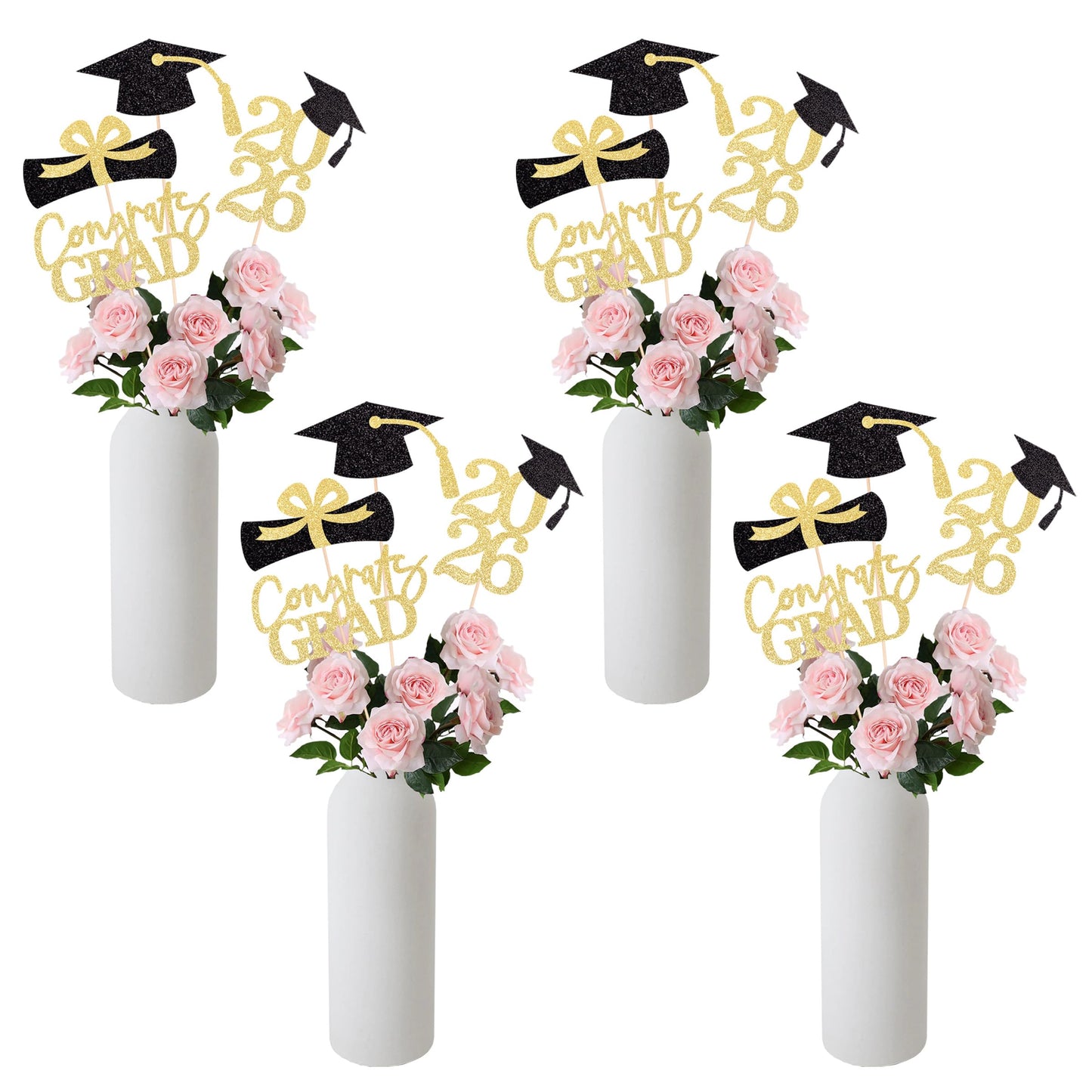 Graduation Centerpieces Class of 2026, 16 PCS Red Blue Double-Sided Table Toppers, Congrats Grad Party Decorations Supplies (Set of 4 Designs) WN420