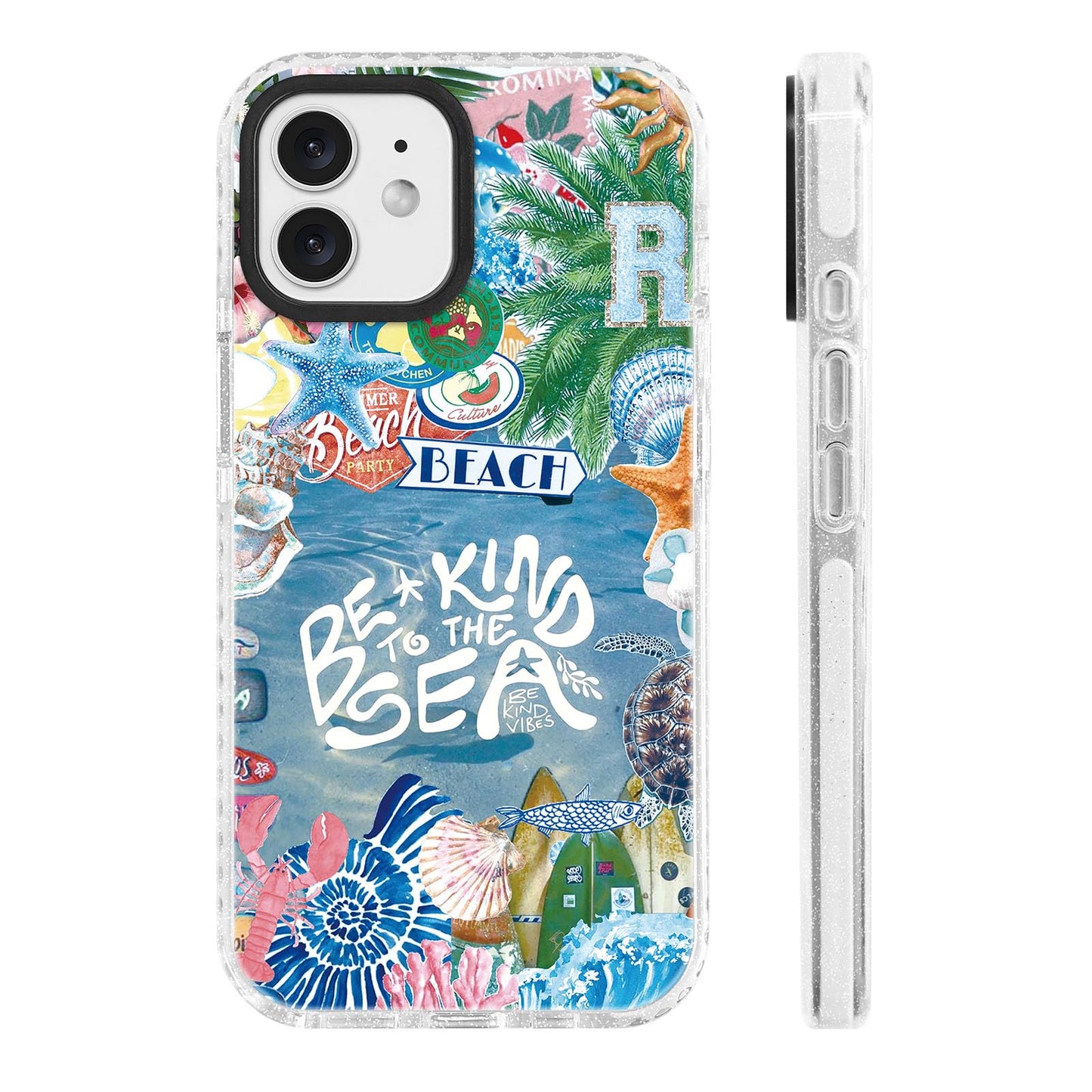 for iPhone 16 Pro Case [Military-Grade Drop Protection/Stylish Soft TPU Protective/Camera Protection/for Women & Girls] - Beach Party Collage Pattern with Mermaid WN420