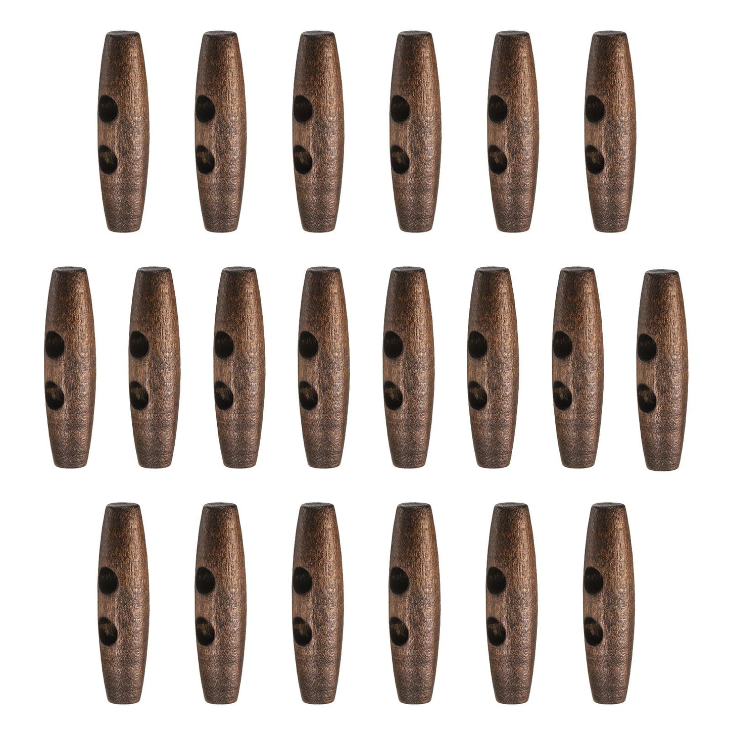 HARFINGTON 60mm / 2.4" Wooden Toggle Buttons 20pcs 2-Hole, Maroon | Wood Olive Sewing Buttons Horn Oval Buttons Sewing Accessories for Coat Sweaters Clothing DIY Craft BST326L