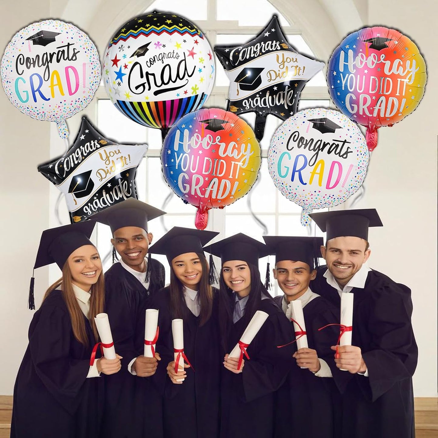 Congrats Grad Balloons - 4D Graduation Balloons for Graduation Decorations 2026 - Grad Balloon for Class of 2026 Decorations - Congrats Grad Party Decorations Supplies WN420