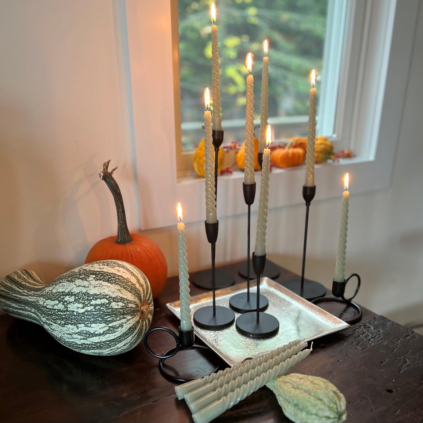 12 Piece Pale Green Twist Taper Candles, 2 Boxed Sets of 6, 4 Hours Burn Time, Paraffin Wax, 7.75 Inches BST220