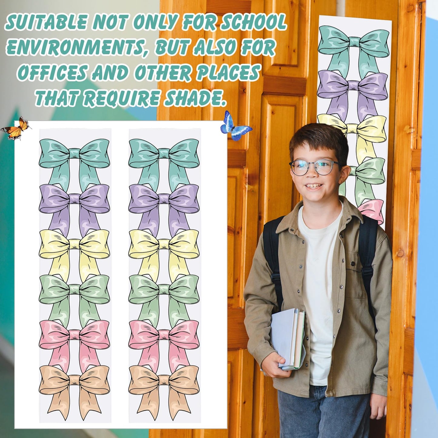 2 Pcs Bow-knot Classroom Door Cover School Classroom Curtain,Bohemian | Thickened Door Curtains, Blackout Curtains 8x43'', Light Blocking Window Covers, Office, Porch, Schoolroom Cover Shade BST326L