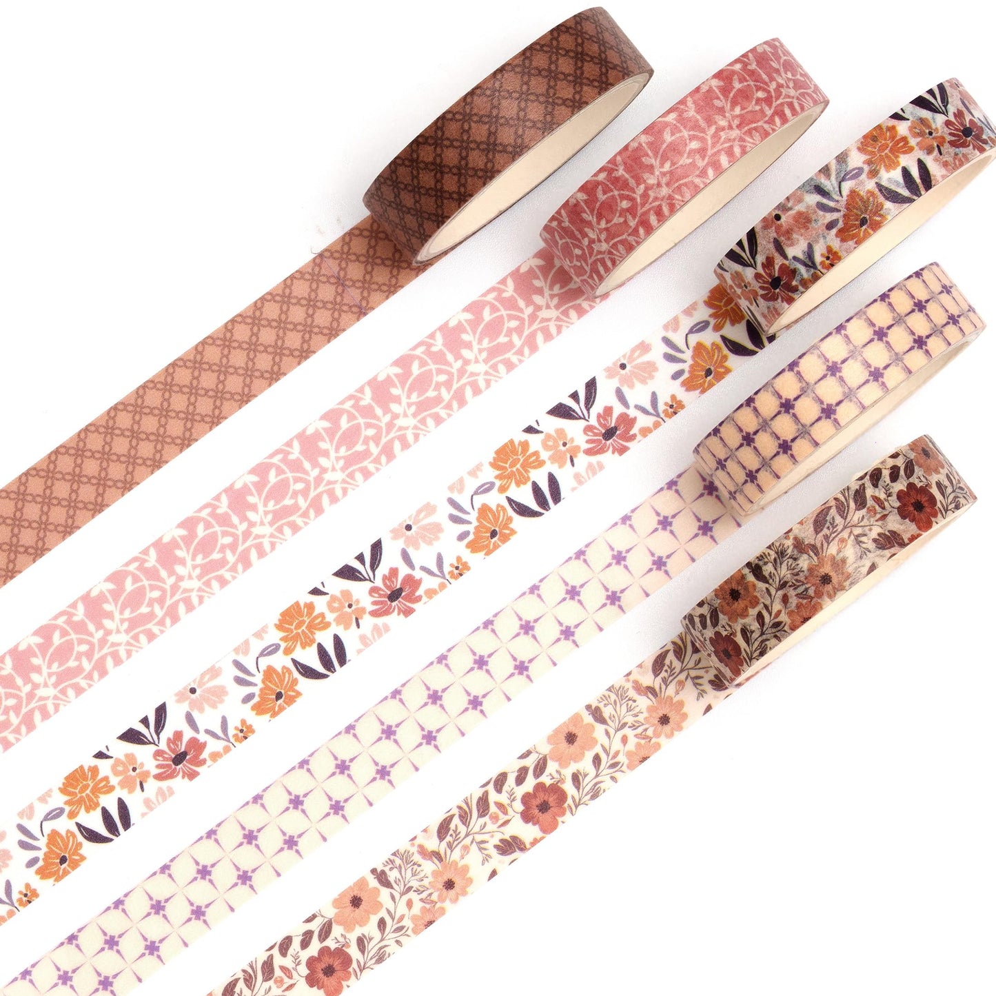 Fantasy Washi Tape Set - 5 Rolls Texture Arts Adhesive Tapes Basic Patterns Decorative Masking Tape Sets for Craft, Kids, Scrapbook, DIY, Gift Wrapping (10-Modern Mosaic) BST220