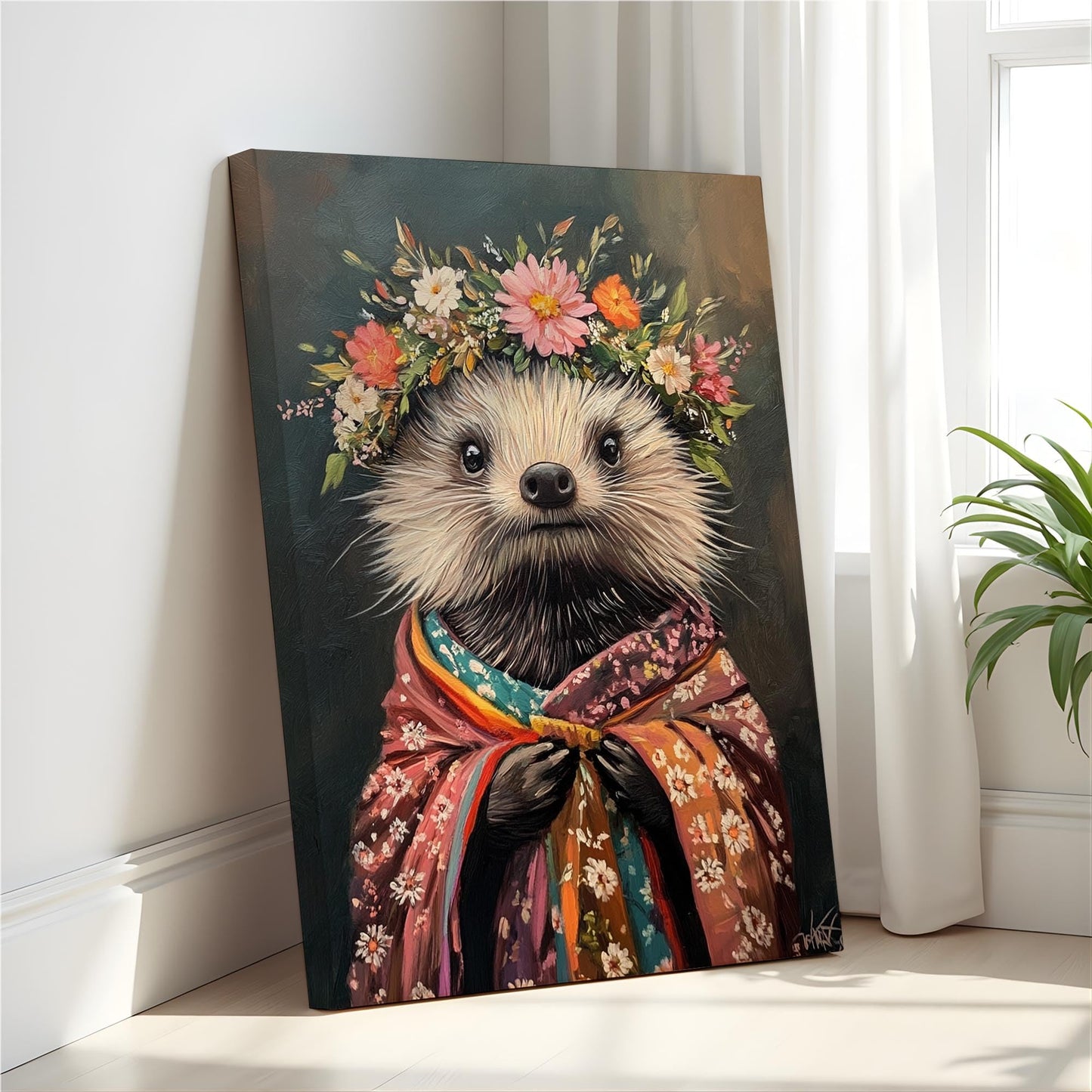Moose Flower Head Unframed Wall Art Print Poster, Kimono Bathroom Dressing Room Decor Posters Prints for Restroom Home Picture Painting Artwork Gallery 7 (Moose, 16 x 20 inches, Unframed) BST220
