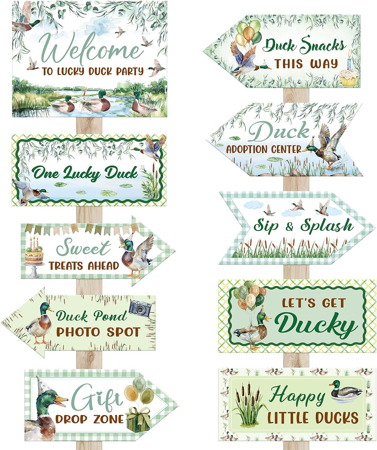 Skylety 20 Pieces Mallard Duck Party Decorations Duck Hunting Birthday Direction Signs Decor For Mallard Hunter Party Supplies Accessories BST202