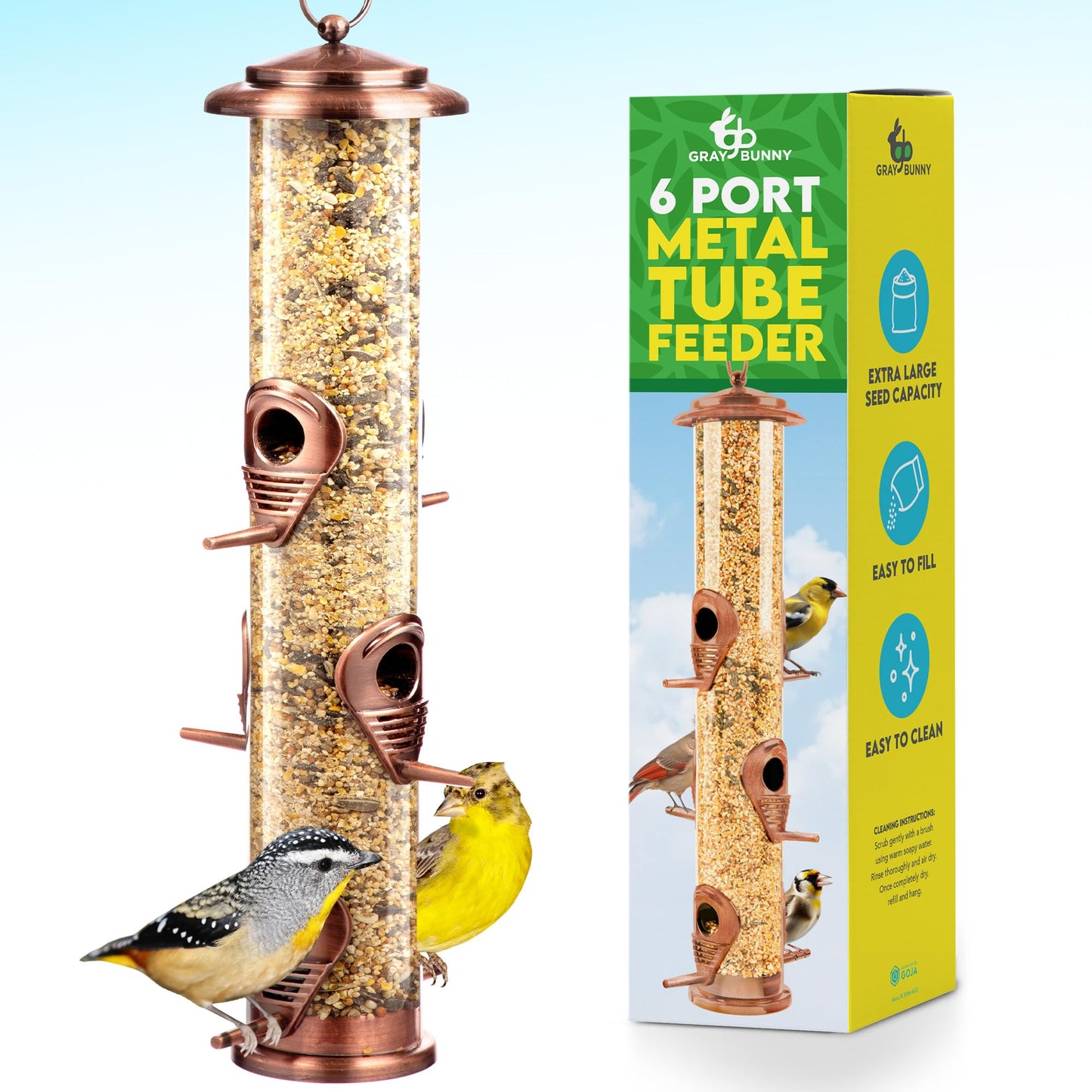 Bird Feeders for Outdoors (Green) Squirrel Proof Hanging Bird Feeder with Locking Lid & Adjustable Hanger RD12