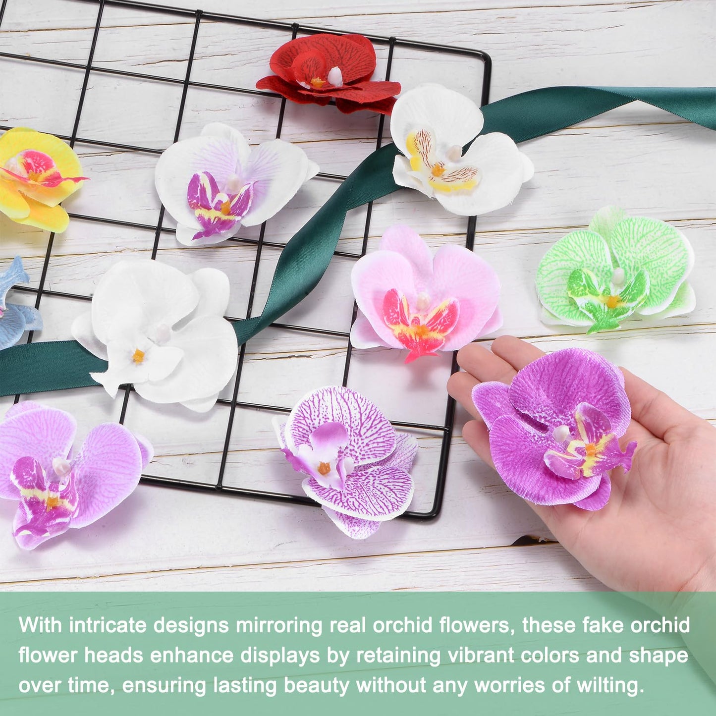 M METERXITY 20-Pack Artificial Orchid Flower Heads, Silk Faux Butterfly Flowers Head for Wedding/Bouquet/Bridal/Party Decor, Fake Phalaenopsis Petals Bulk [2.76 Inch, Dark Purple] BST220