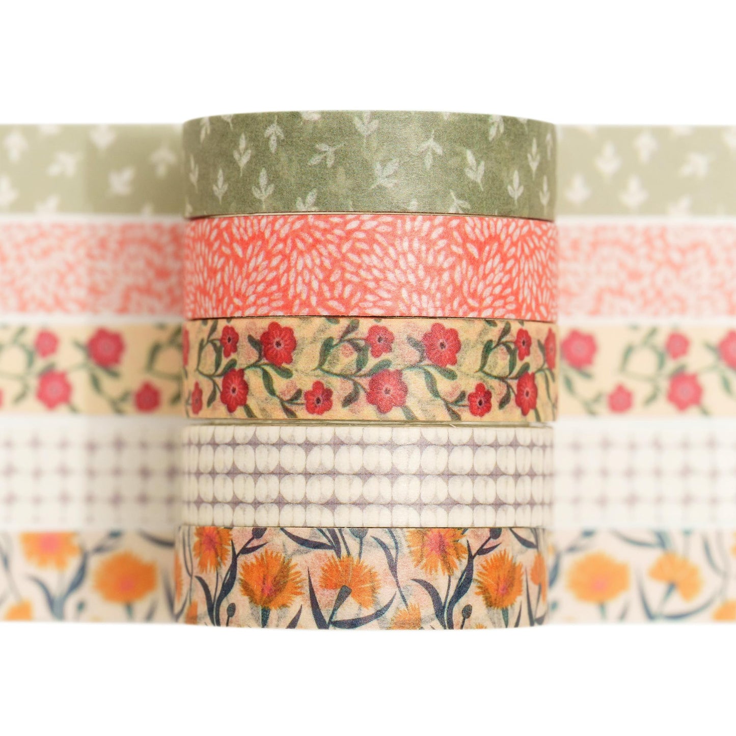 Fantasy Washi Tape Set - 5 Rolls Texture Arts Adhesive Tapes Basic Patterns Decorative Masking Tape Sets for Craft, Kids, Scrapbook, DIY, Gift Wrapping (10-Modern Mosaic) BST220
