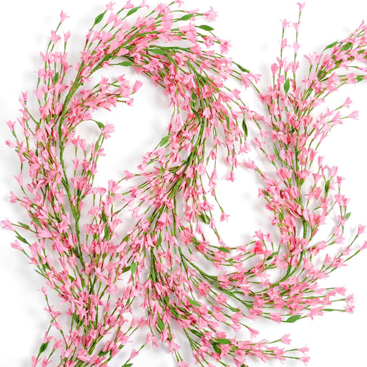 Canlierr 1 Pack 71 Inch Artificial Forsythia Branches Faux Flower Vine Garland Forsythia Flower Wreath Hanging Floral DIY Decoration for Front Door Home Indoor Valentine's Day Wedding Decor (White) BST220