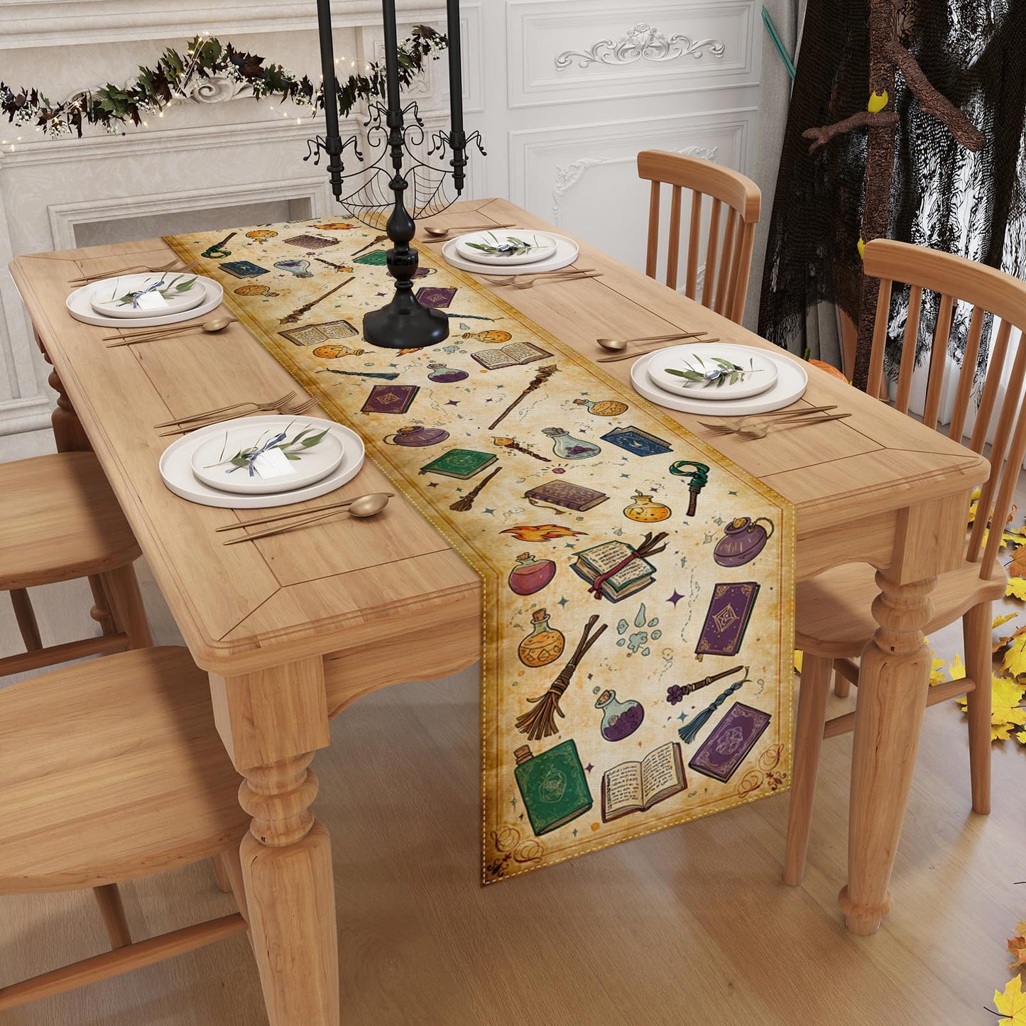 Halloween Table Runner, Halloween Home Kitchen Dining Room Table Decor, Boy Birthday Party Baby Shower Decorations and Supplies for Kids 13x72 Inch BST220