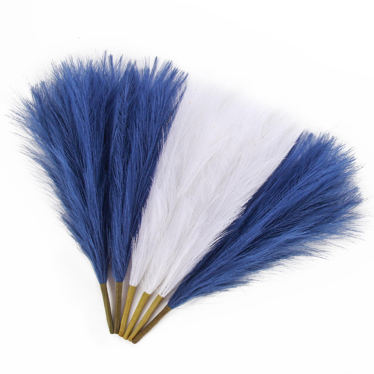 Black Pampas Grass Decor, 17.7 Inch 6pcs for Home Wedding Party, Small Vase | Artificial Pampas Grass in Fluffy Grey and White Short Stems, Durable No Shedding, Vase Filler for Table Centerpieces BST202