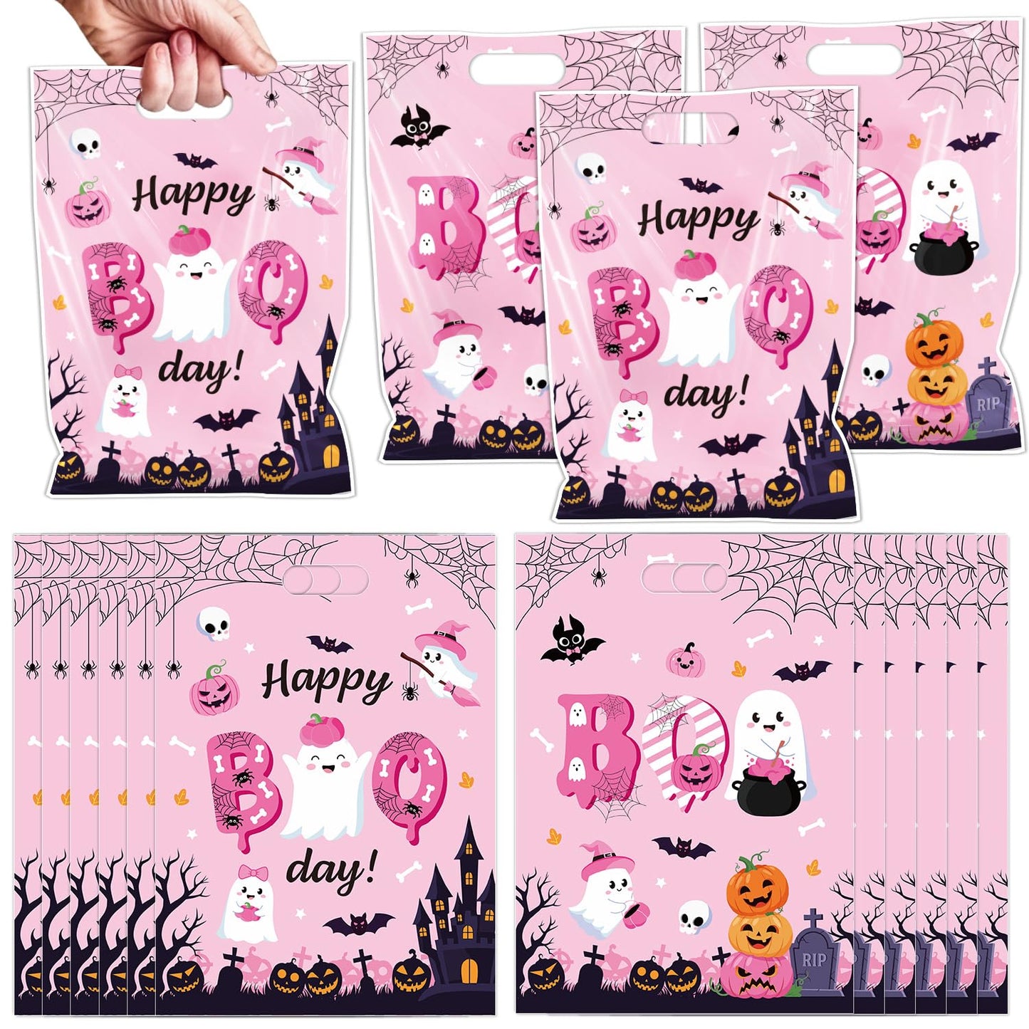 Falueqg Hibachi Party Decorations - 50 Pcs Hibachi Japanese Goodie Candy Gift Bags Fans Cherry Blossom Patterns Party Favors for Chinese Japanese Birthday Baby Shower Decor BST326H