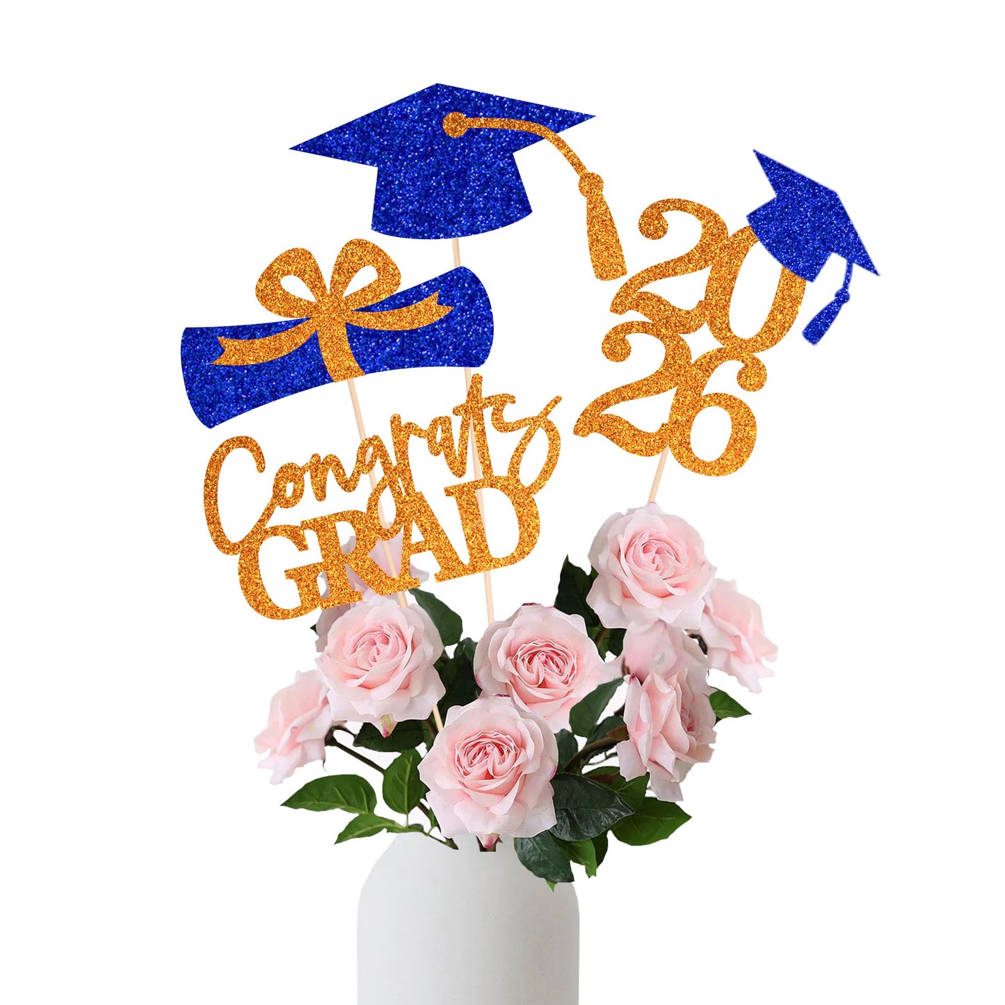 Graduation Centerpieces Class of 2026, 16 PCS Red Blue Double-Sided Table Toppers, Congrats Grad Party Decorations Supplies (Set of 4 Designs) WN420