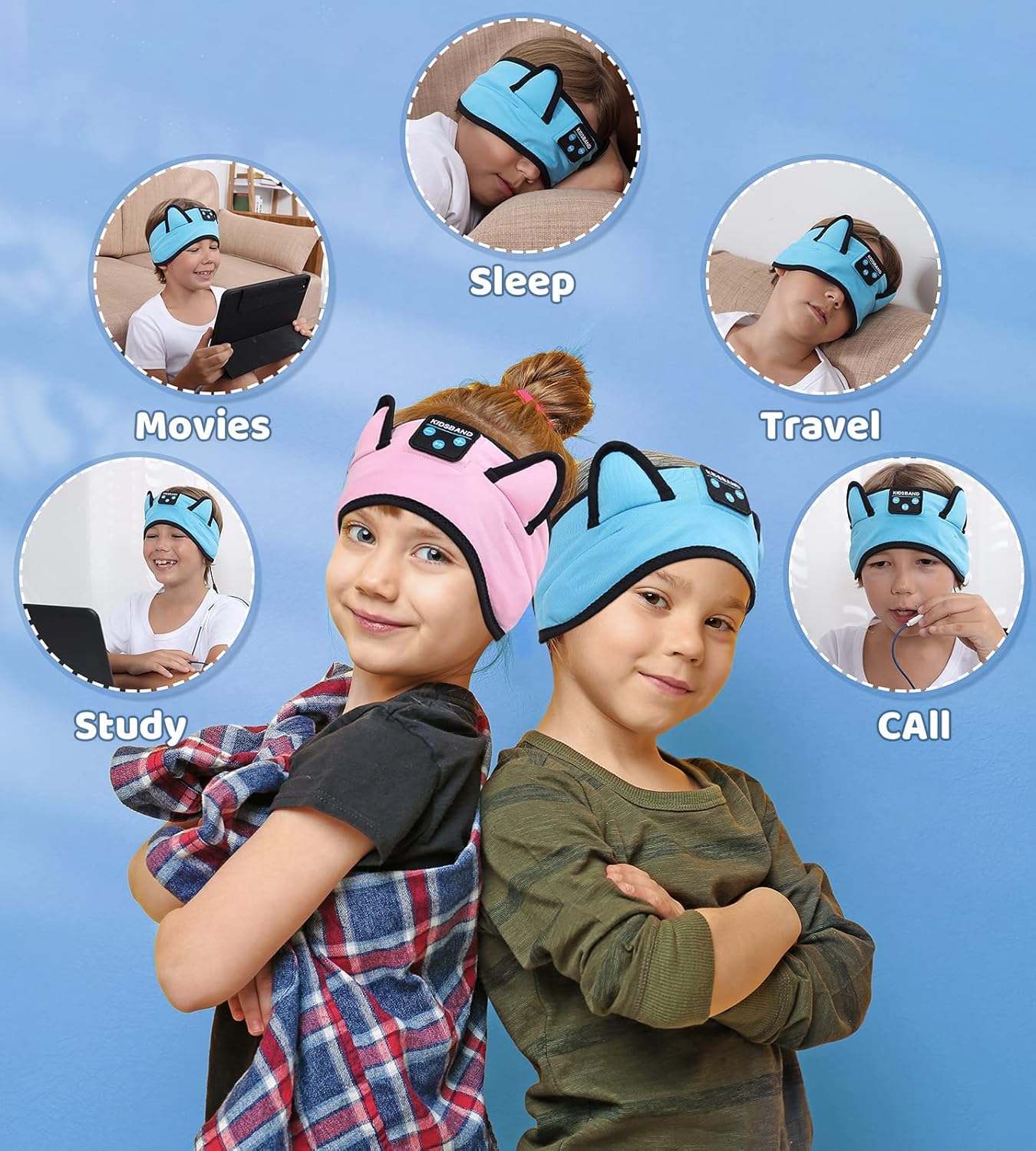 KIDSBAND Kids Headphones Bluetooth Headband Adjustable 39