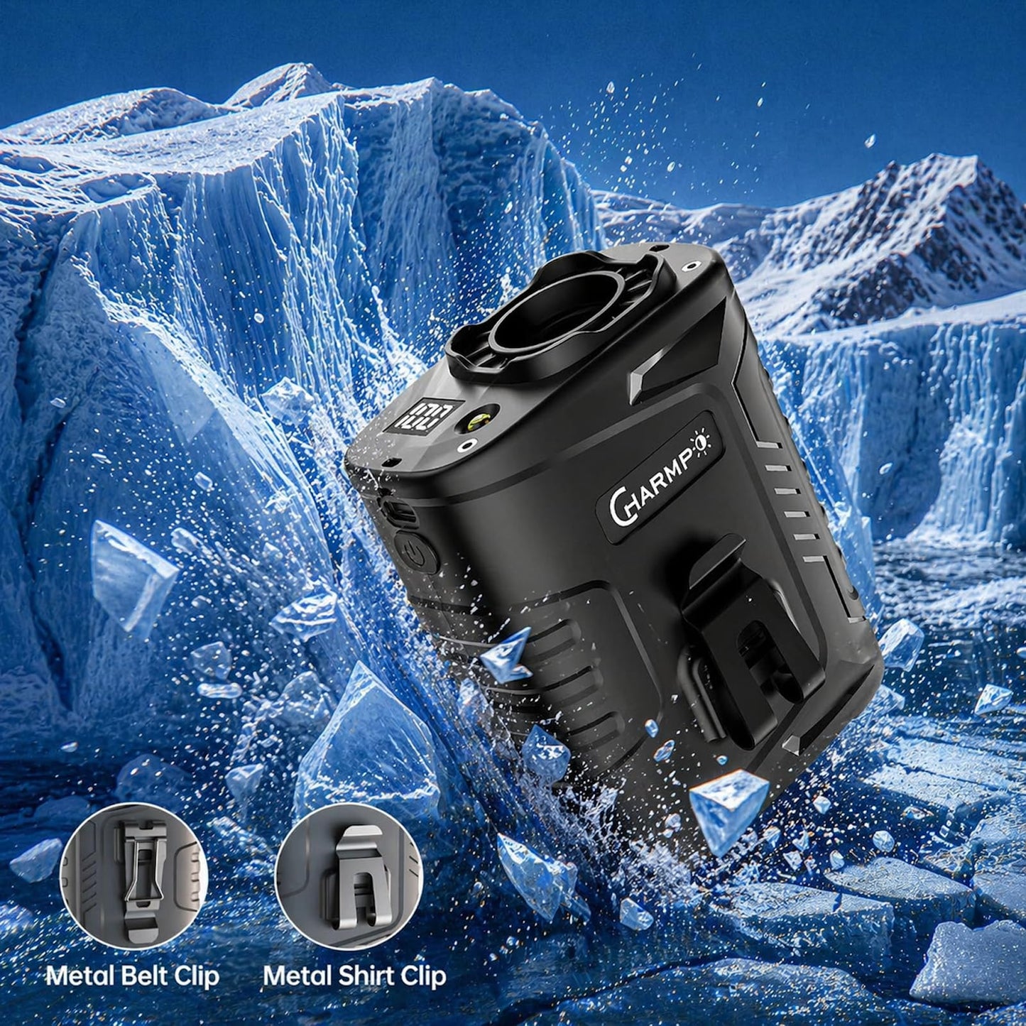 Portable Waist Fan - 6000mAh Battery, 3 Speeds, Strong Airflow, Up to 16 Hours Working Time, Portable Hands-Free Cooling Belt Clip Fan for Construction Workers, Couriers, and Campers BST202