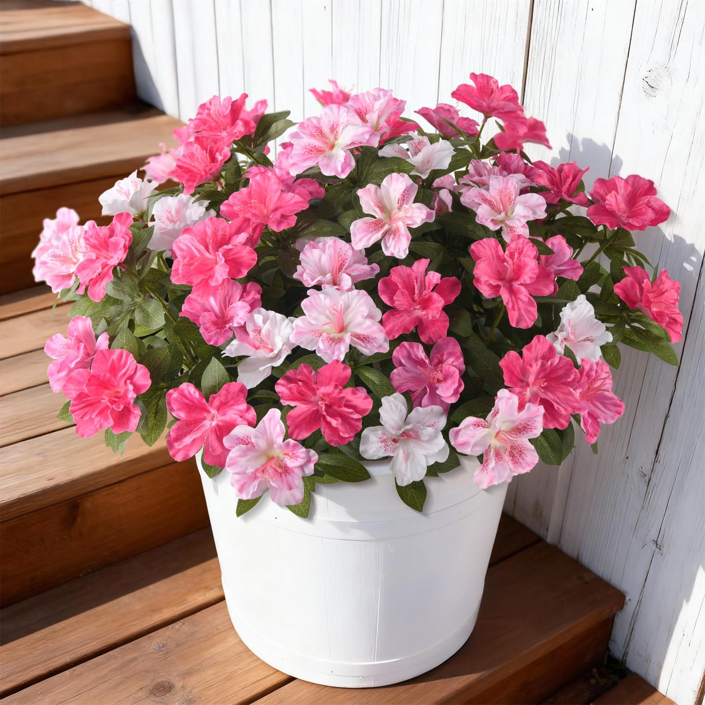 Hommyea Artificial Fake Flowers for Outdoor, 8 Bundles Faux Plants Silk Flowers Spring Decoration UV Resistant No Fade Plastic Flowers for Outside Planters Home Porch Patio Yard Garden Decor WN420