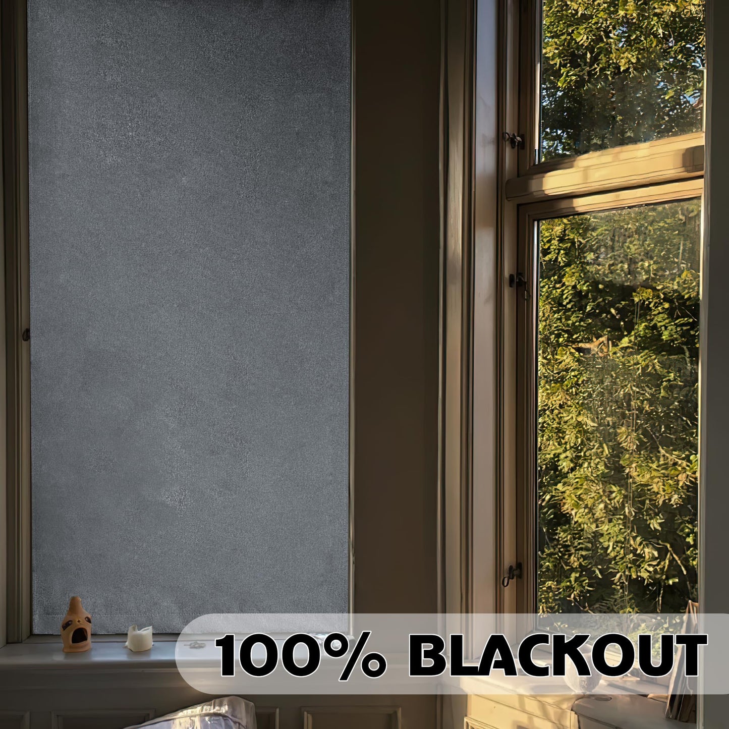 RYB HOME Grey Classroom Door Linen Curtain for Small Window, 100% Blackout Shades Lightweight for French Door Window, W 8 x L 36 Room Darkening Privacy Curtains Tie up Shade, 1 Panel BST220