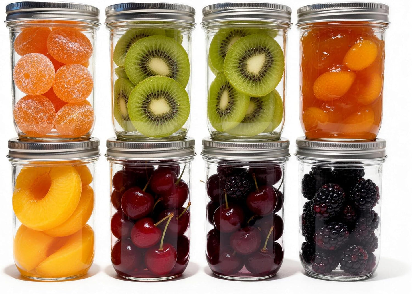 16 oz Mason Jars with Airtight Metal Lids & Bands [8 Pack], Multi-Use Storage Jars for Fermenting, Pickling, Freezing, Preserving, Meal Prep & Home Décor (500ml 16oz) WN420