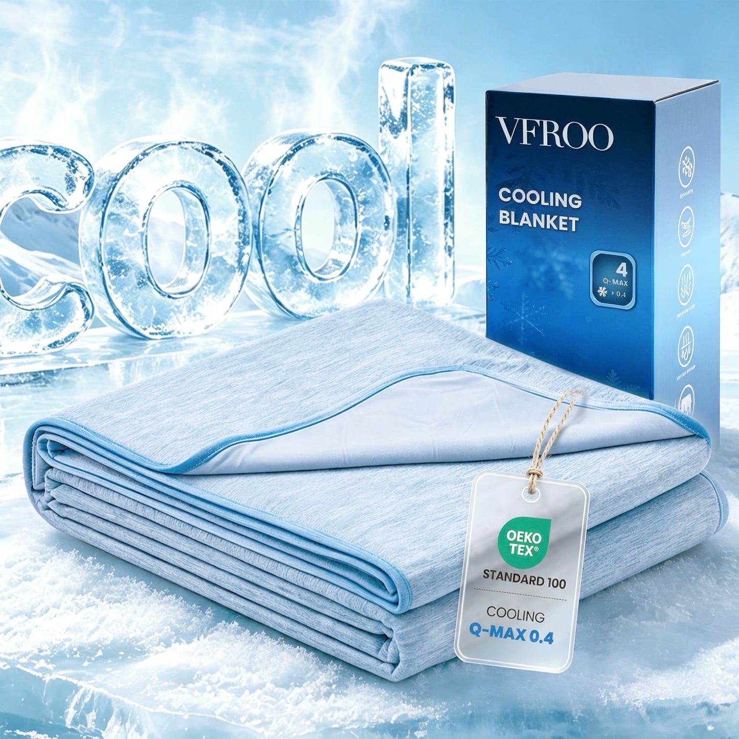 VFROO Cooling Blanket for Hot Sleepers Twin Size 60''×80'', Summer Blanket Thin Lightweight Breathable, Absorbs Sweat Heat to Keep Adults Cool, Cold Blanket for Sleeping on Bed Couch, Grey BST326H