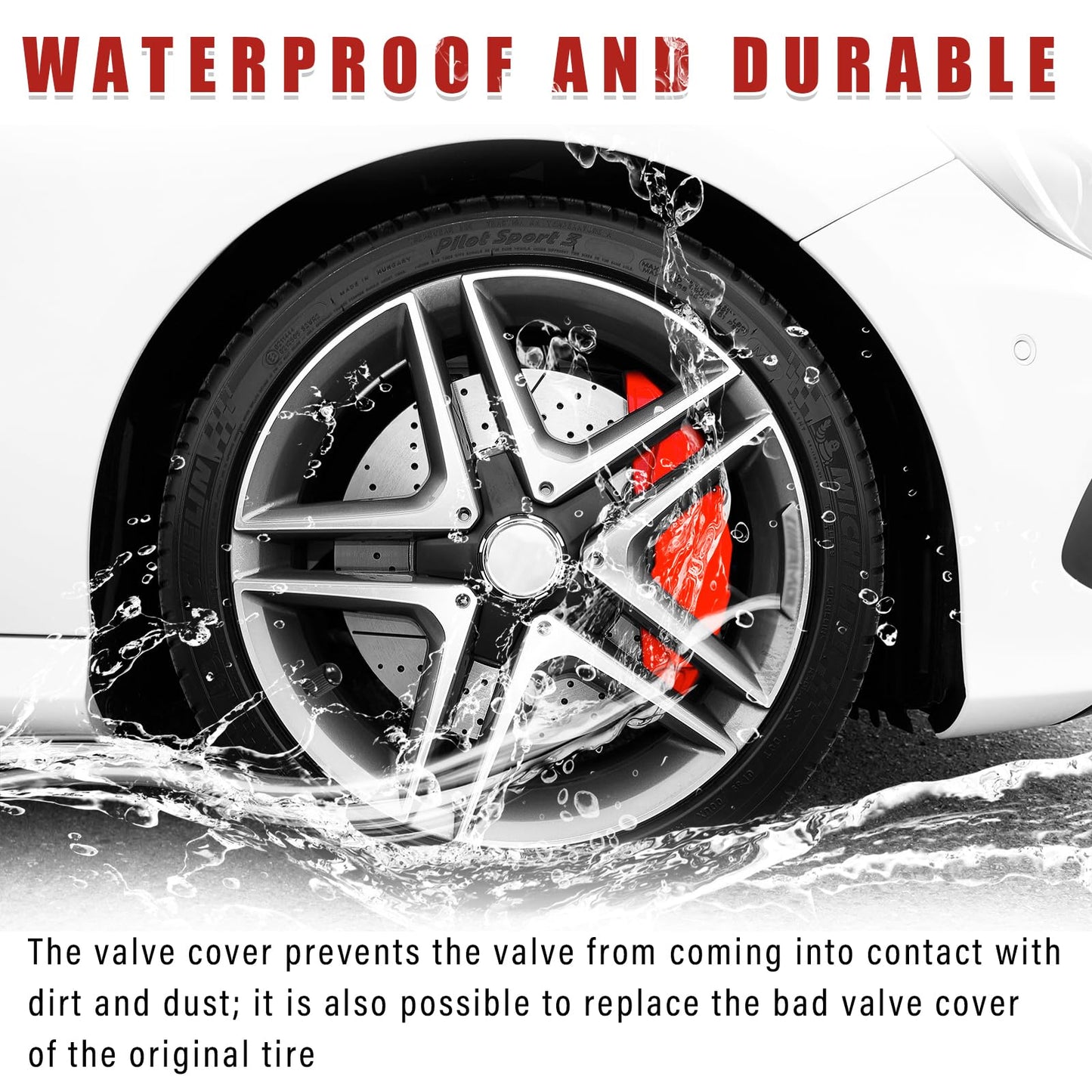 Ziciner 25 PCS Tire Valve Stem Caps, Plastic Car Tyre Valve Cap with O Rubber Seal, Dustproof Airtight Seal Wheel Stem Covers, Universal Accessories for Cars, SUVs, Bicycles,Trucks (Red) WN420