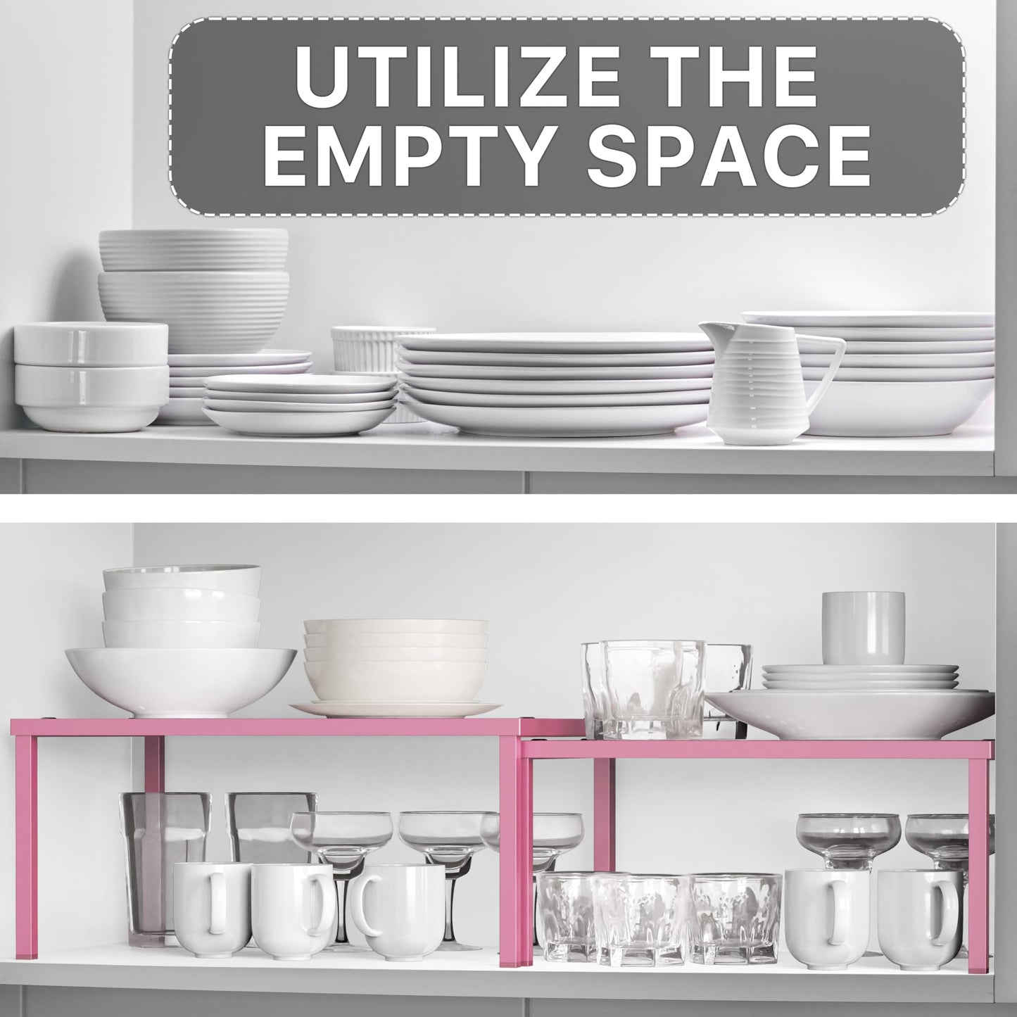 Simple Houseware Expandable Stackable Cabinet and Counter Shelf Organizer with Steel Surface, 9" D x 12.75" W x 5.9" H, Bronze