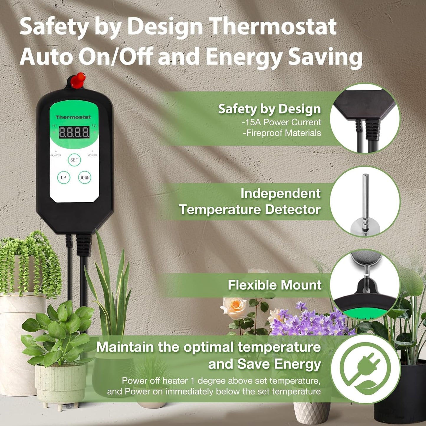 SOSUNLID Greenhouse Heater with Thermostat 99