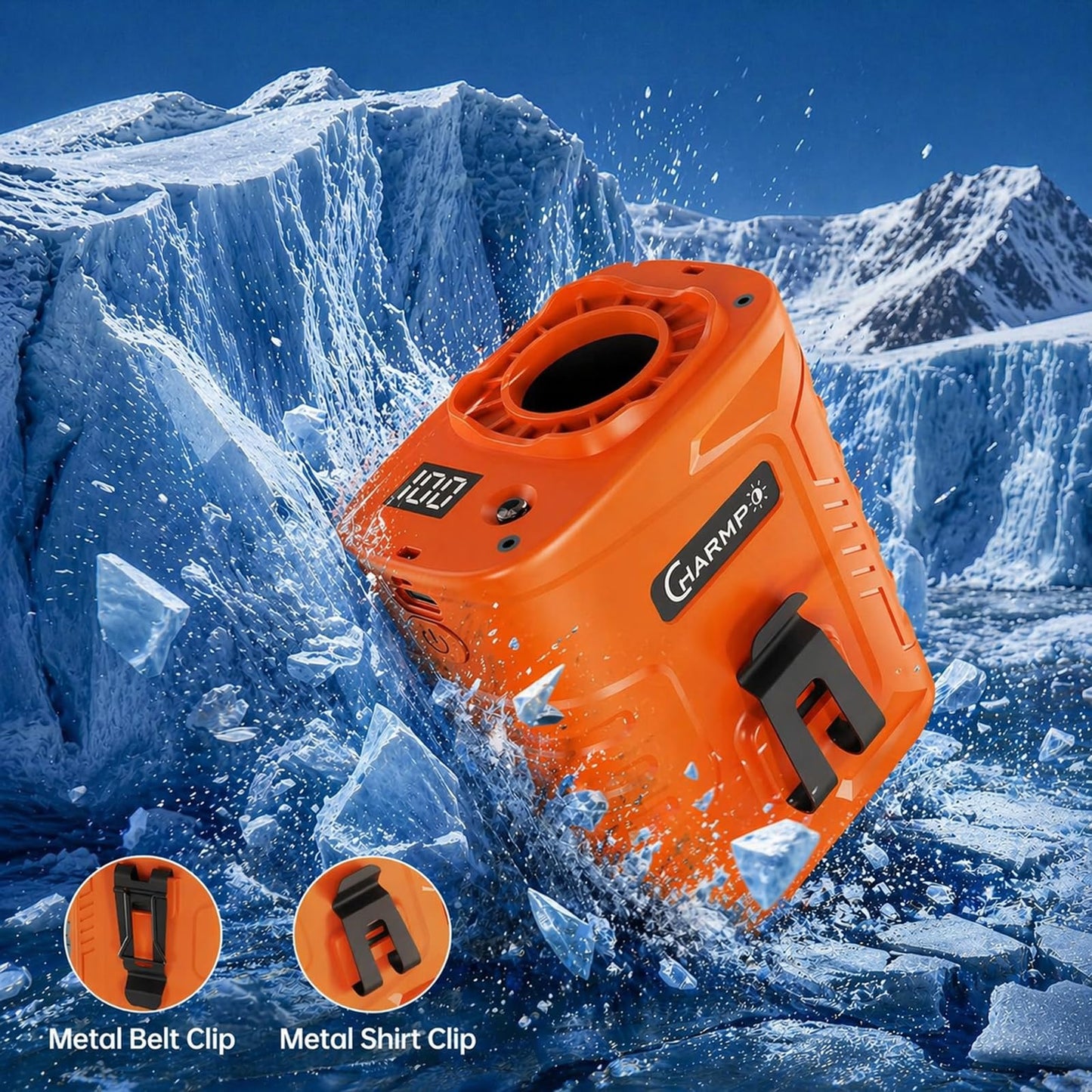 Portable Waist Fan - 6000mAh Battery, 3 Speeds, Strong Airflow, Up to 16 Hours Working Time, Portable Hands-Free Cooling Belt Clip Fan for Construction Workers, Couriers, and Campers BST202