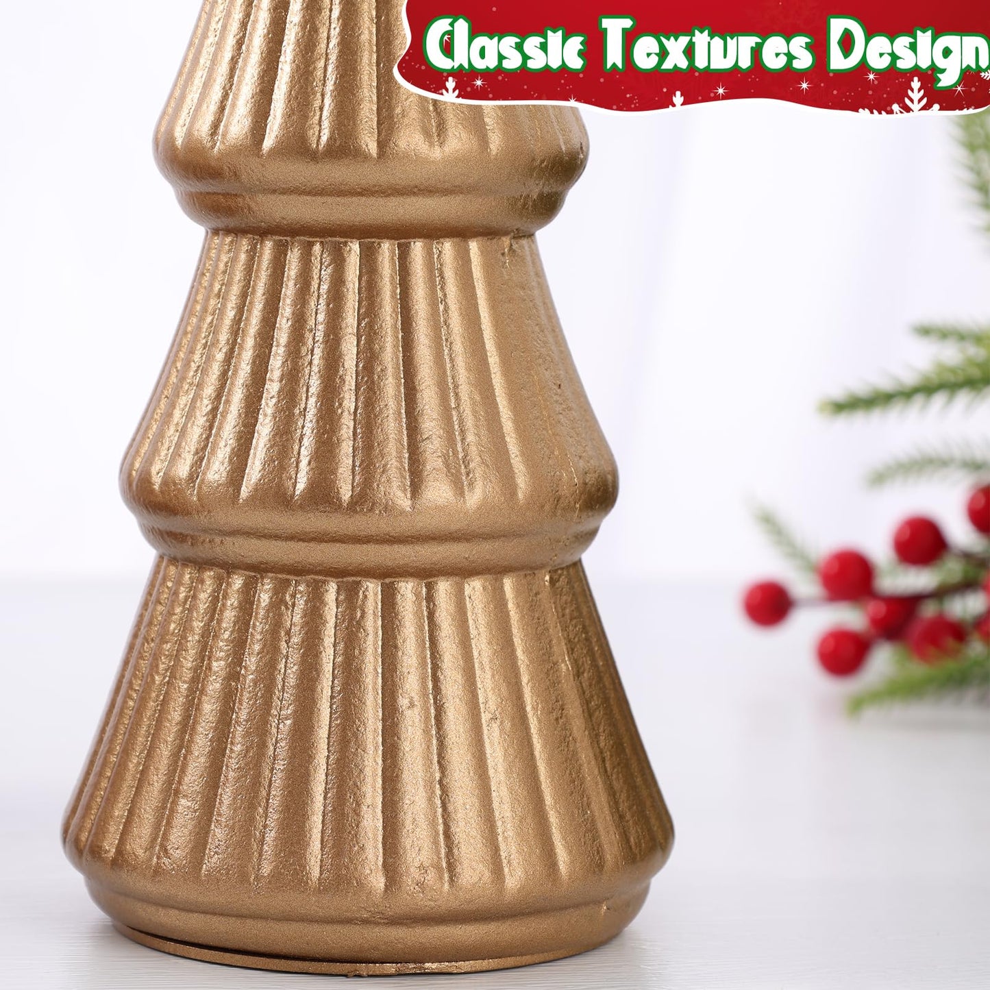 Wooden Christmas Tree Figurine, 3 Pcs Tabletop Xmas Tree, Christmas Centerpiece Decor for Home Entryway Mantel Shelf Table Fireplace Holiday (White-Wood) BST326H