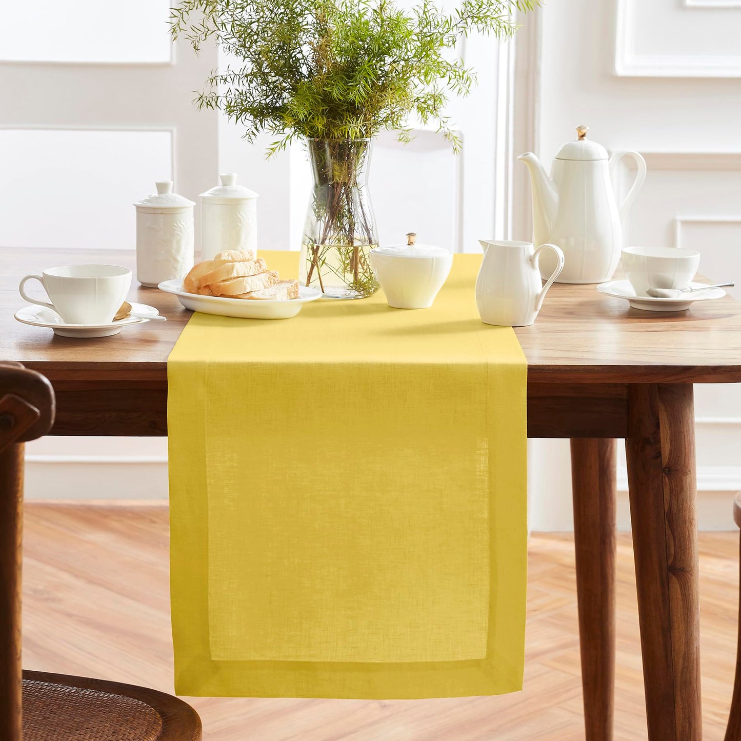 Solino Home 100% Pure Linen Dining Table Runner Cordovan, Sonoma 14 x 48 in | Table Runners for coffee tables, entryway tables and layered dresser styling | prewashed, relaxed drape | OEKO-TEX Certified BST326SOLH