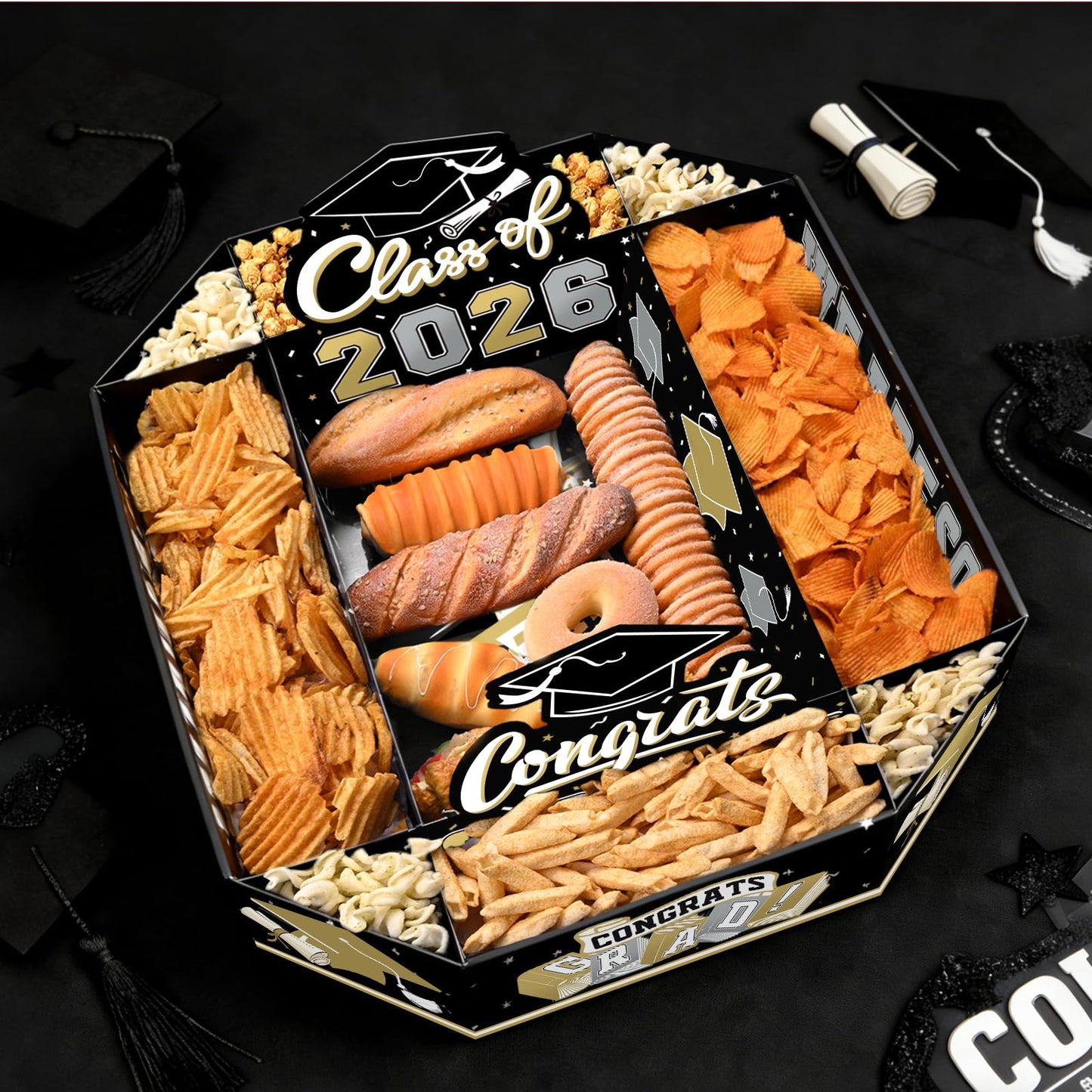 Gatherfun 2026 Graduation Party Supplies Kit - Class of 2026 Decor Set with Congrats Grad Food Trays, Graduation Decorations & Favors for a Memorable Grad Party（Red & Black） BST326H