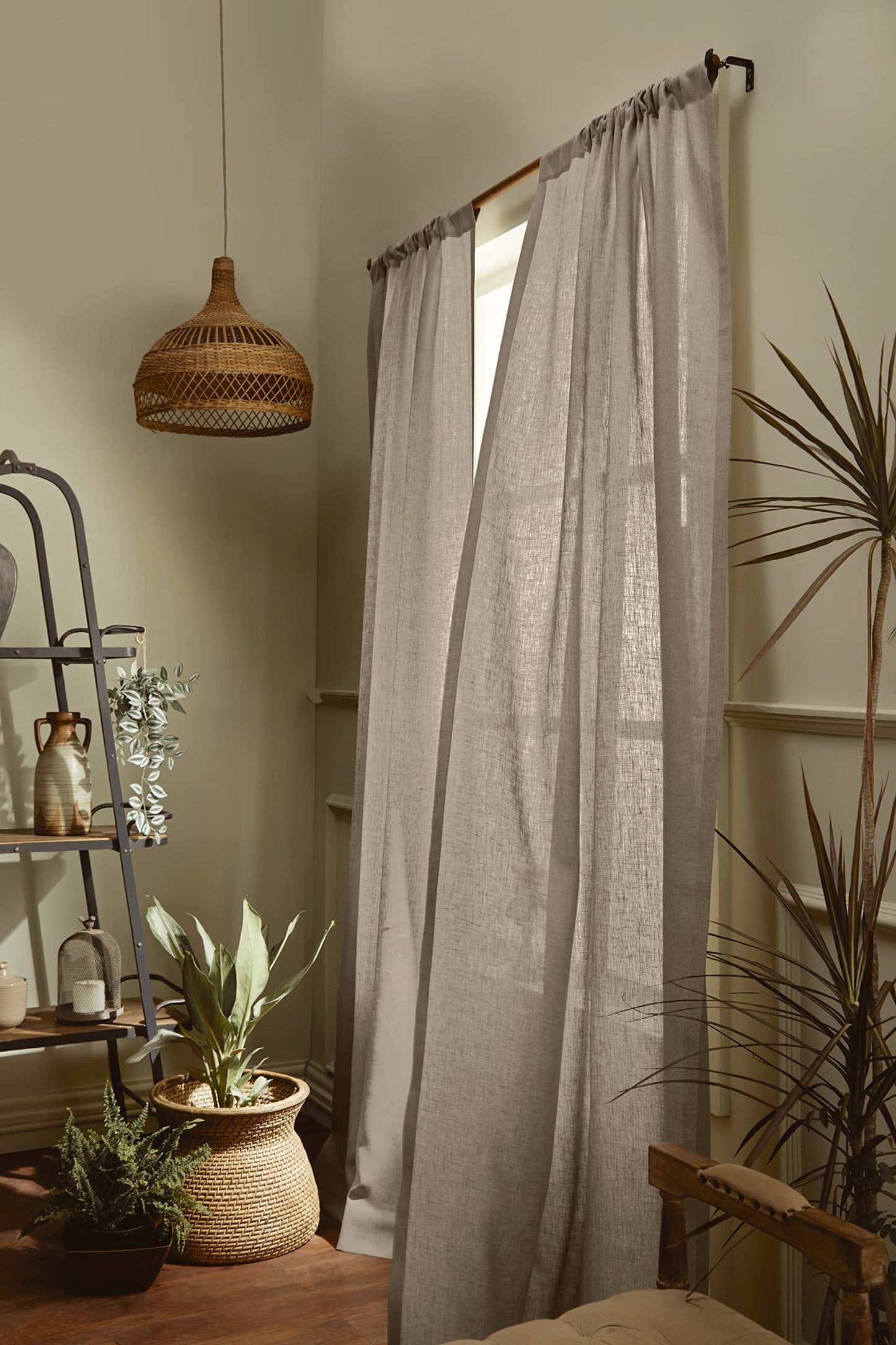 Solino Home 100% Pure Linen Curtain Panel Ivory, Linen Curtain 52 x 54 in | Drapery Panels a light filtering panel for any room, handwoven textured linen, rod pocket top, OEKO-TEX Certified, gift ready BST326SOLH