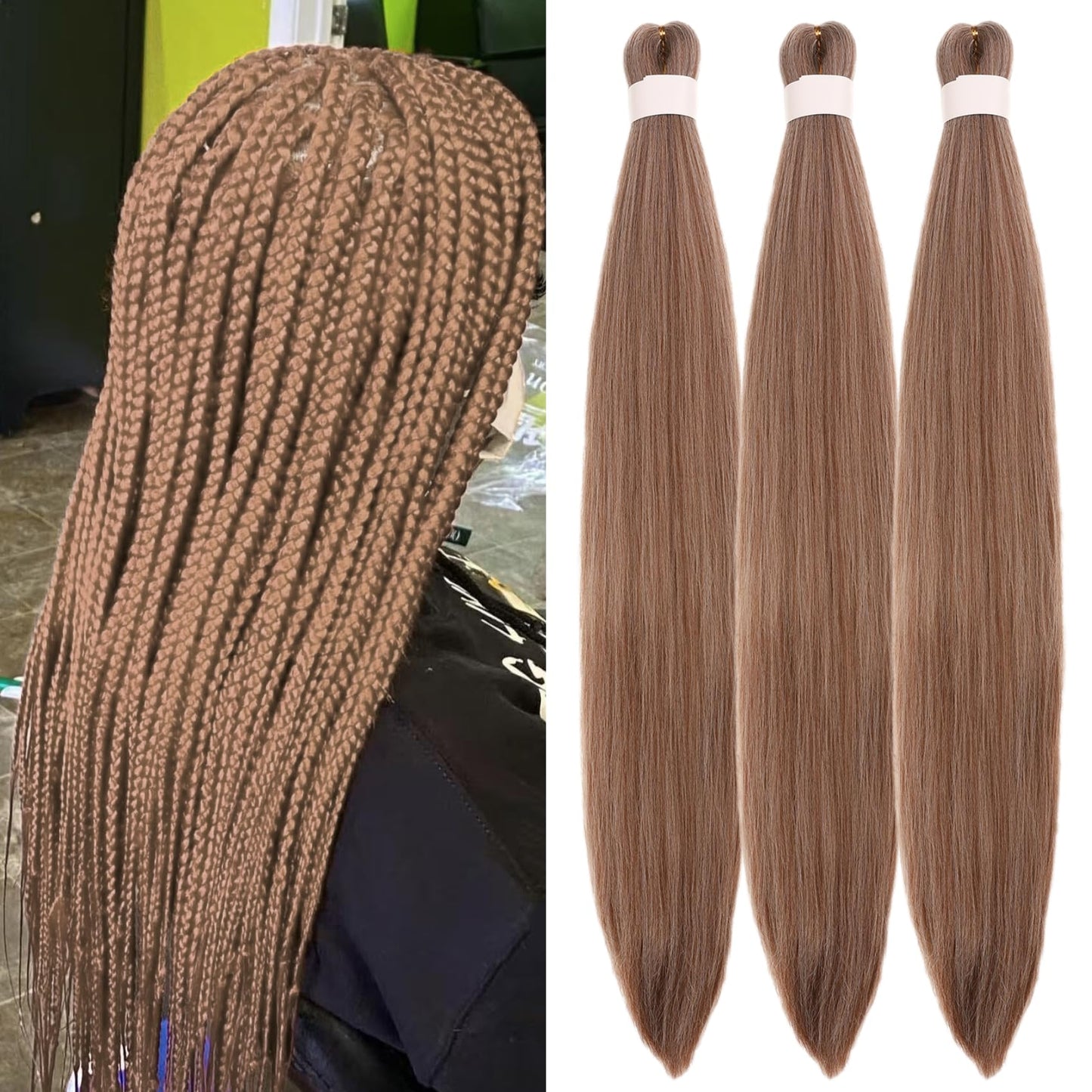 Purple Braiding Hair Pre stretched Knotless 26 inch | Hypoallergenic Synthetic Purple Prestretched Ez Braid Knotless Itch Free Soft Yaki Texture Hot Water Setting WN420