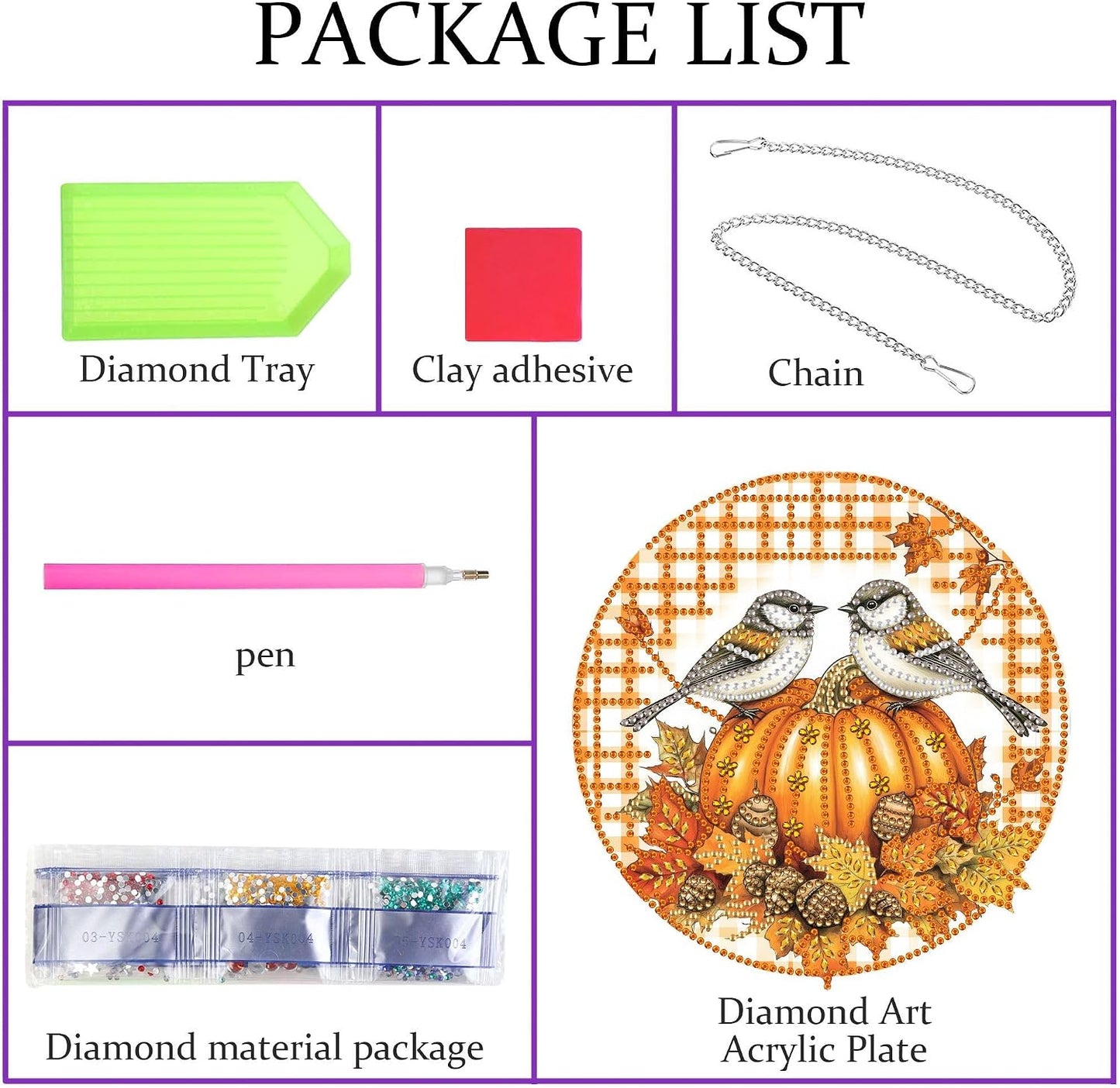 Hanging Diamond Art Kits for Adults Halloween Bird – 8x8 Inch Double-Sided Acrylic Board DIY Crystal Diamond Suncatcher Pendant, Sparkling Home Wall or Window Decoration Handmade Gift BST220