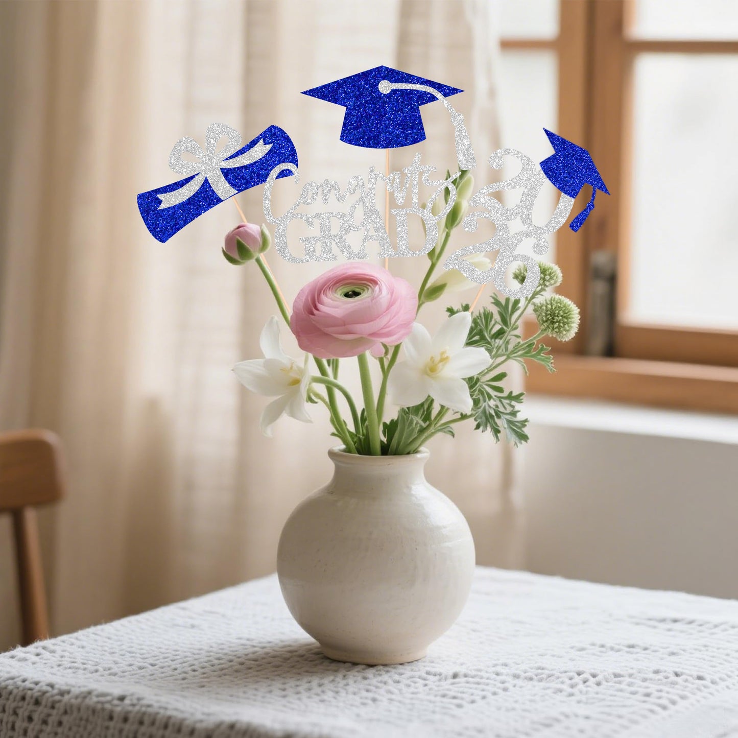 Graduation Centerpieces Class of 2026, 16 PCS Red Blue Double-Sided Table Toppers, Congrats Grad Party Decorations Supplies (Set of 4 Designs) WN420