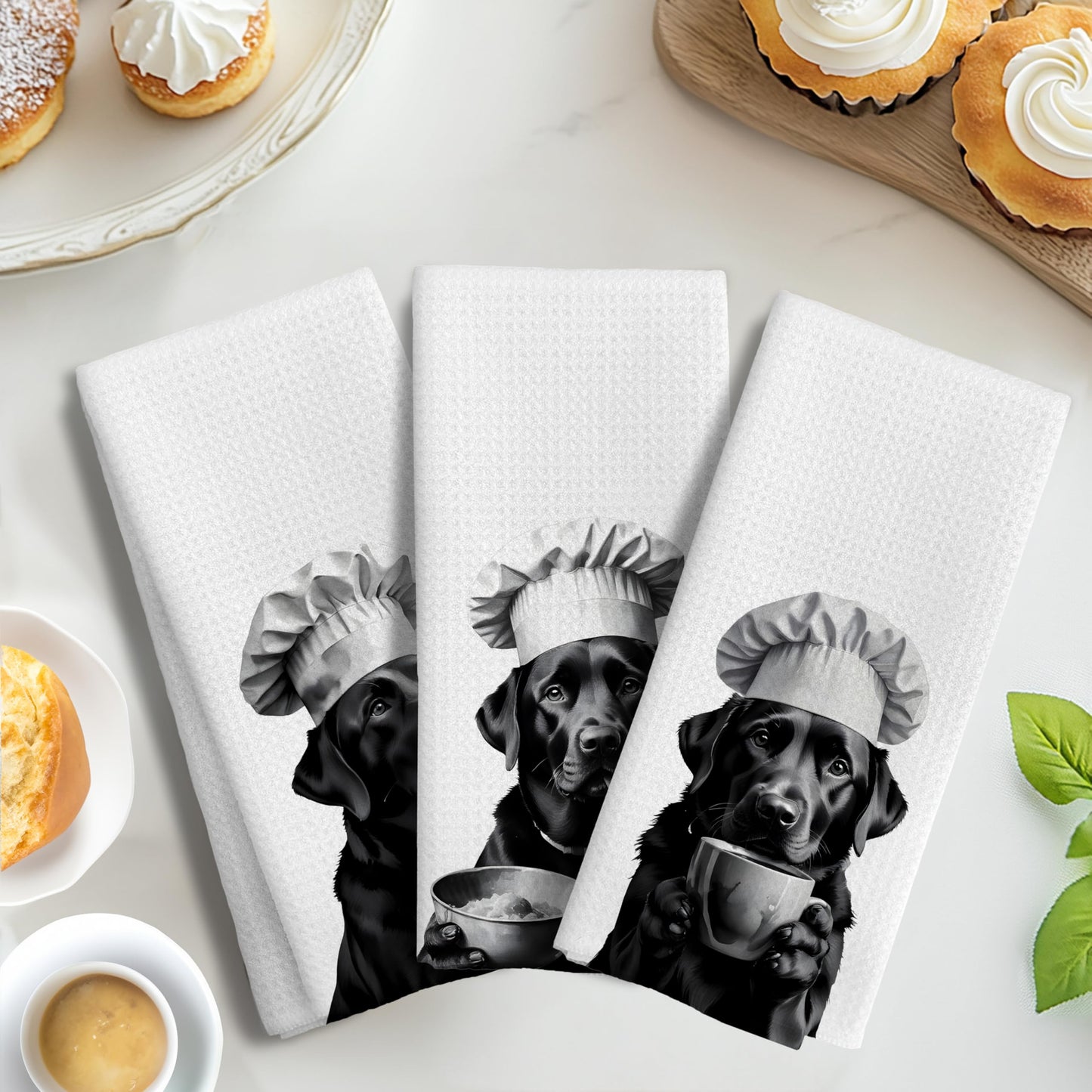 Funny Black Labrador Retriever Kitchen Towels, Black Lab Gifts Dish Tea Towels for Kitchen Decor, Gifts for Labrador Dog Lovers Hand Towels, 16x24 Inches BST202