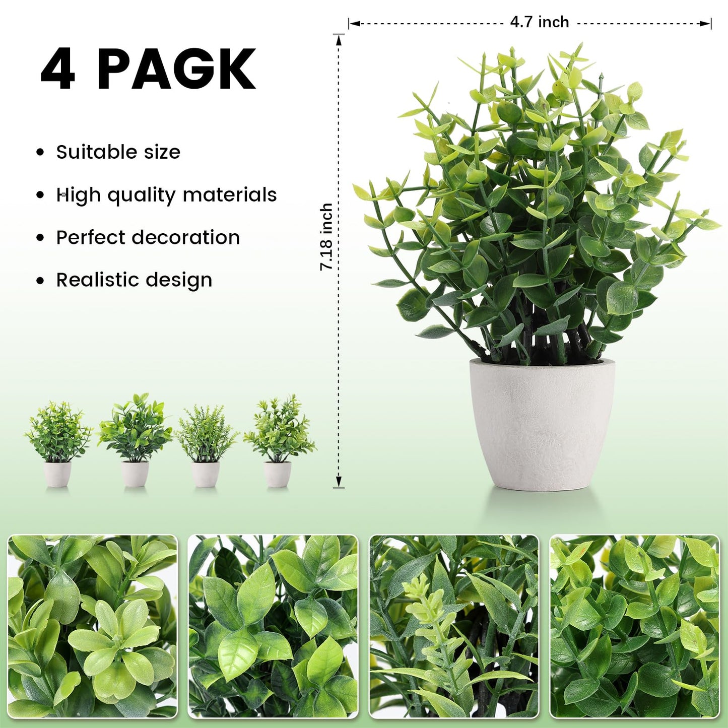 FAVOWREATH 2 Pack Small Fake Plants Potted Artificial Plants Indoor for Home Decor Office Room Farmhouse Indoor Table Bathroom Decor BST220